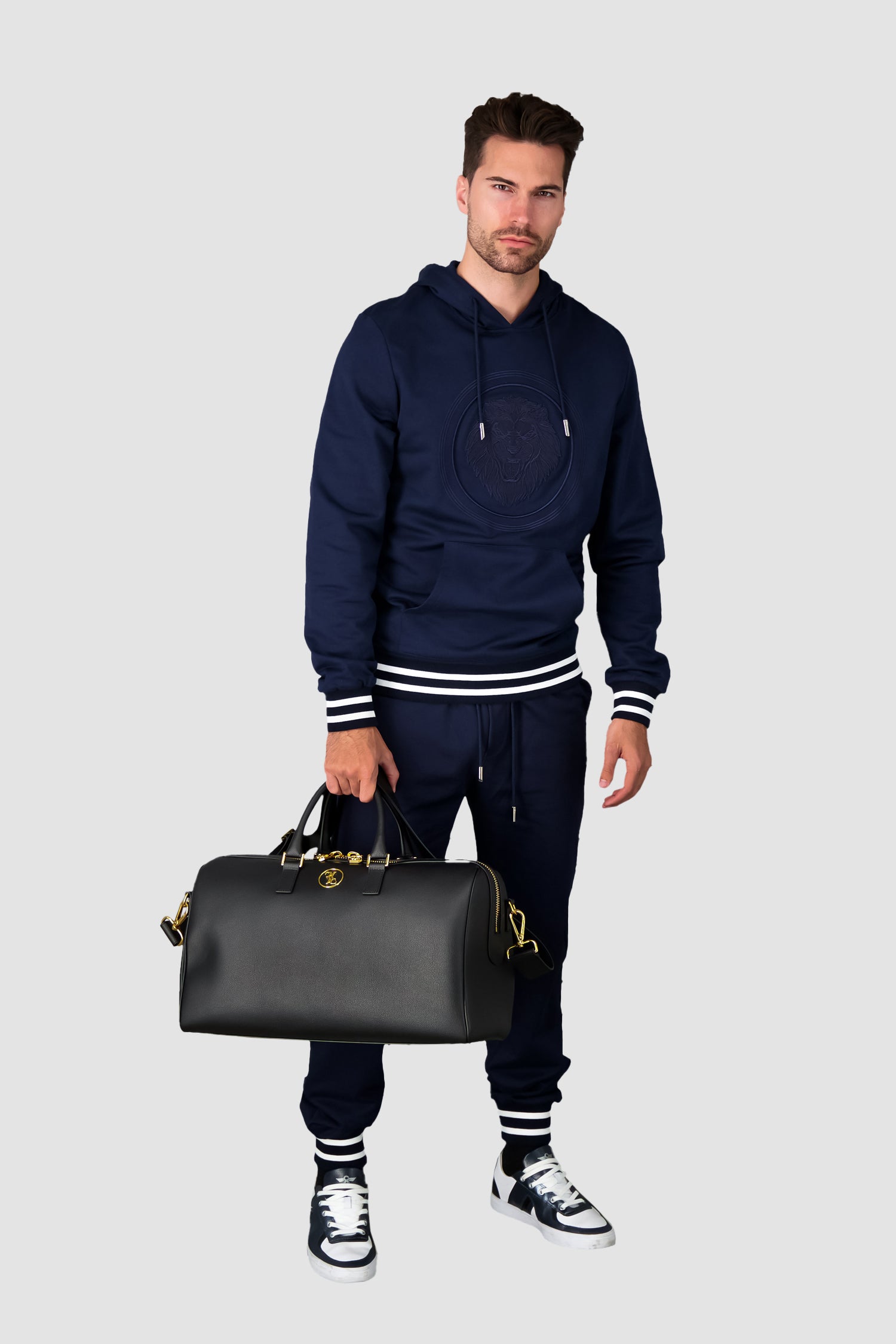 Billionaire Black/Gold Medium Travel Double B Bag