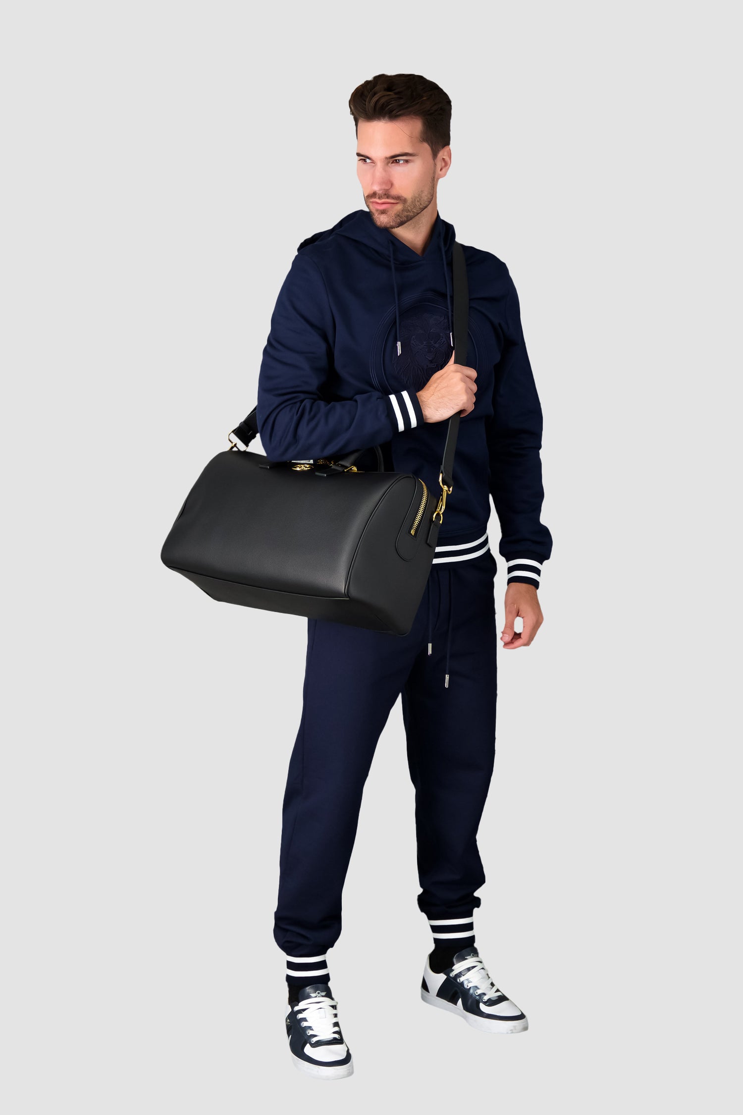 Billionaire Black/Gold Medium Travel Double B Bag