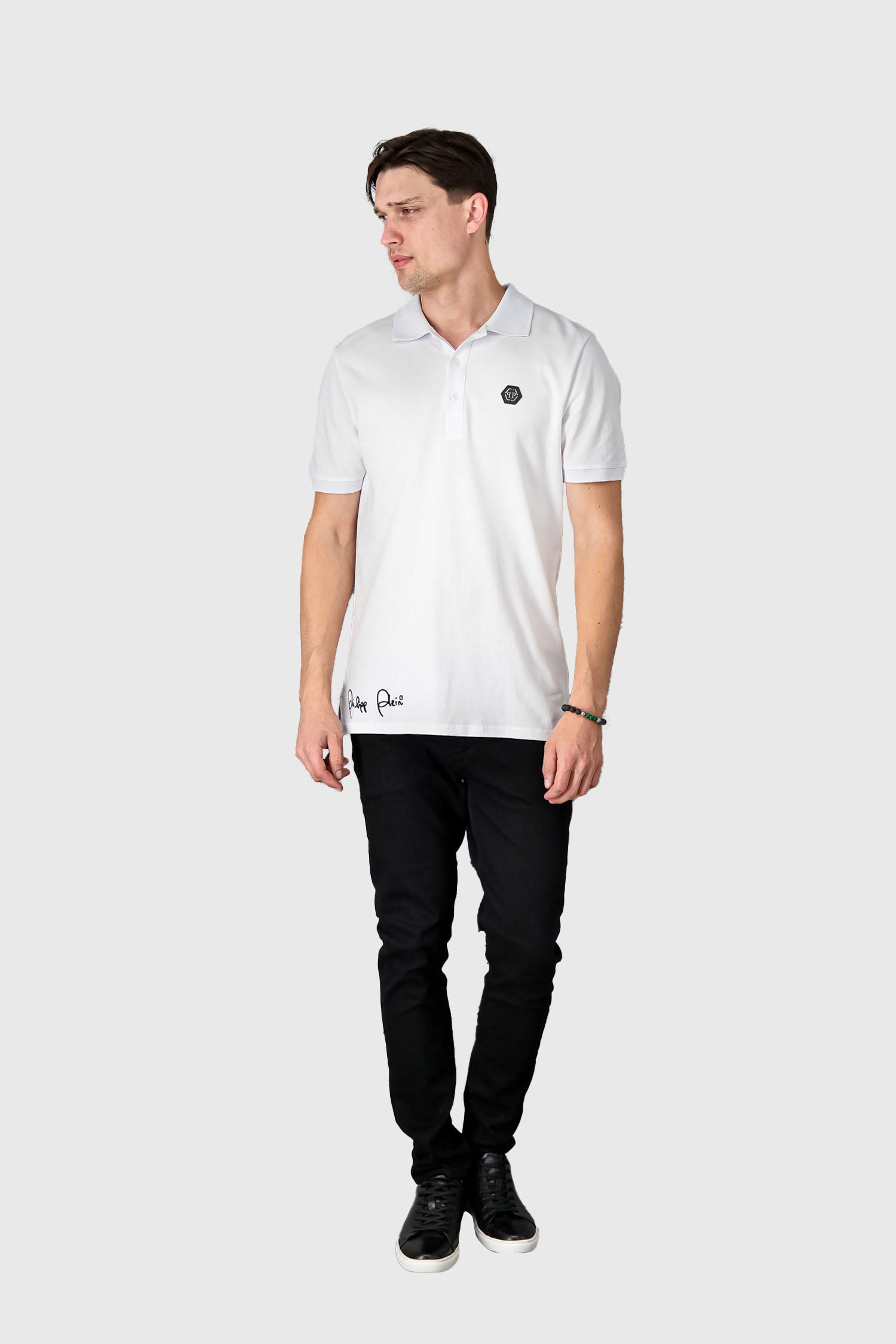 Philipp Plein White Stars and Skull Polo