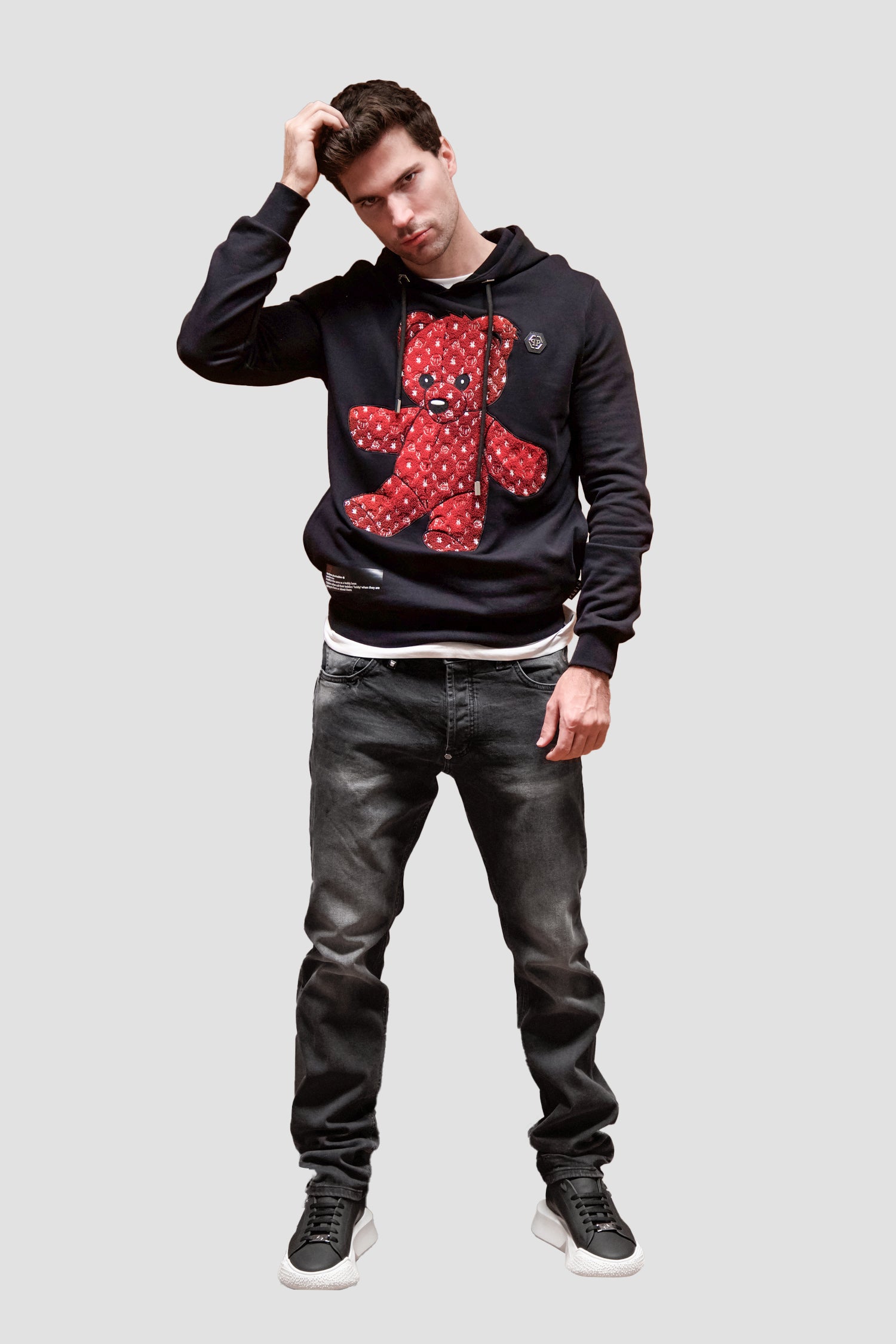 Philipp Plein Teddy Bear Black/Red Hoodie