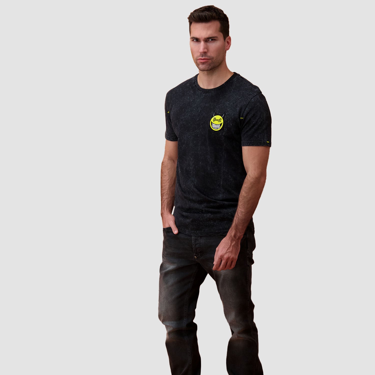 Philipp Plein Black Round Neck SS Evil Smile T-Shirt