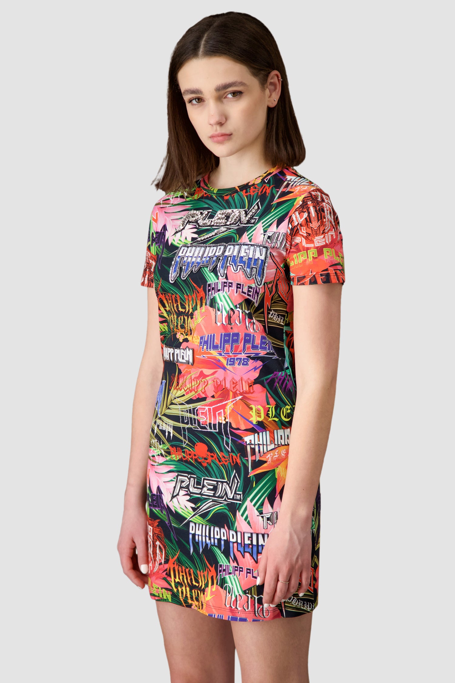 Philipp Plein Multicolor Jungle Rock Short Dress