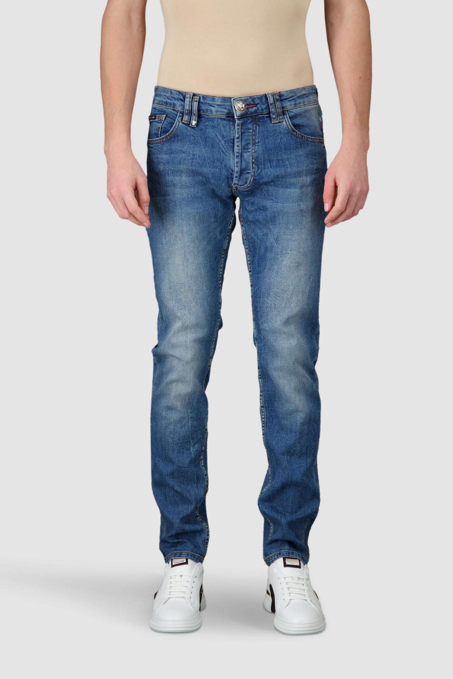 Philipp Plein Super Straight Cut Denim Statement Jeans