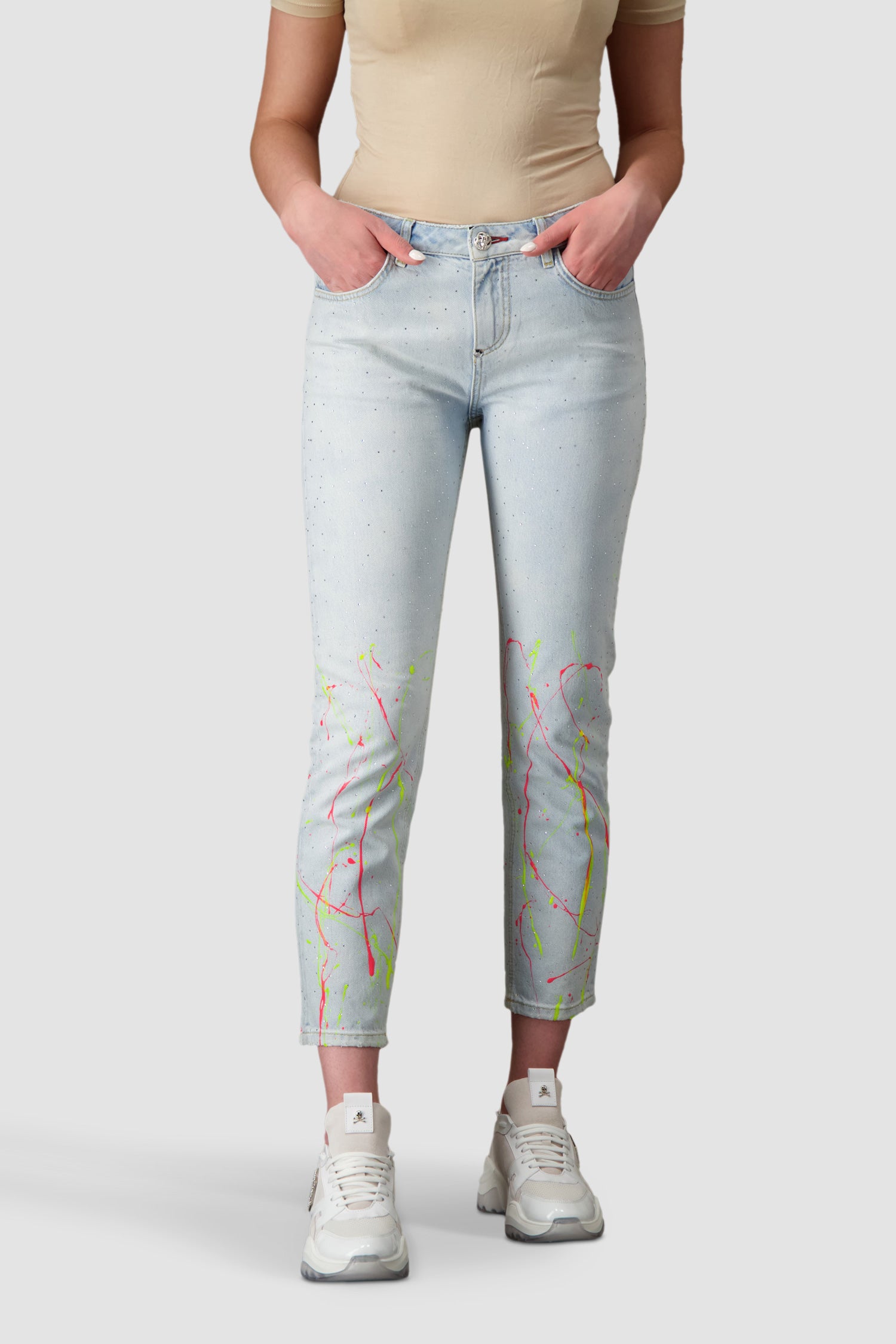 Philipp Plein Hot’n’Cold Boyfriend Crystal Jeans