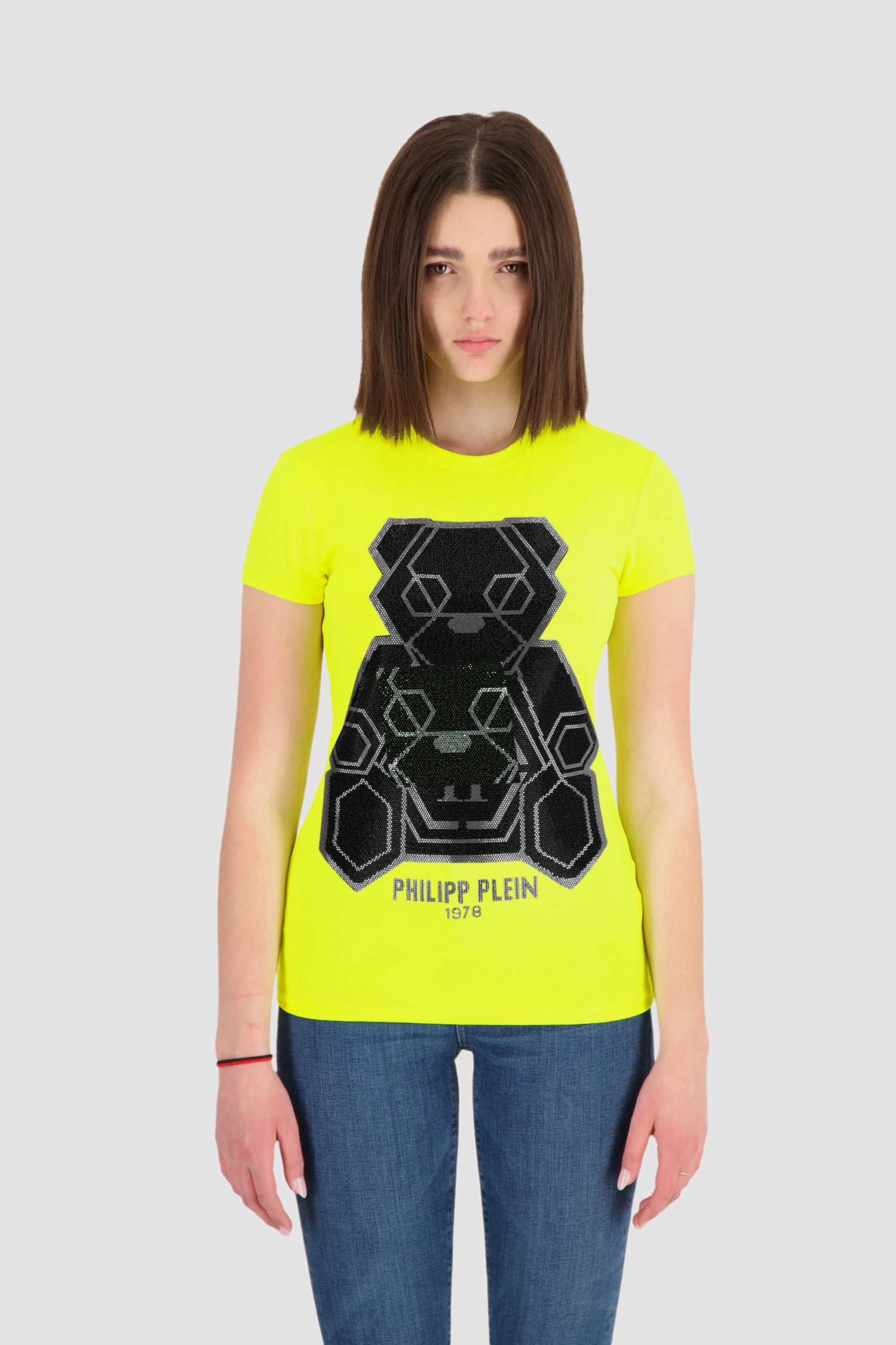 Philipp Plein Yellow Round Neck SS Teddy Bear T-Shirt