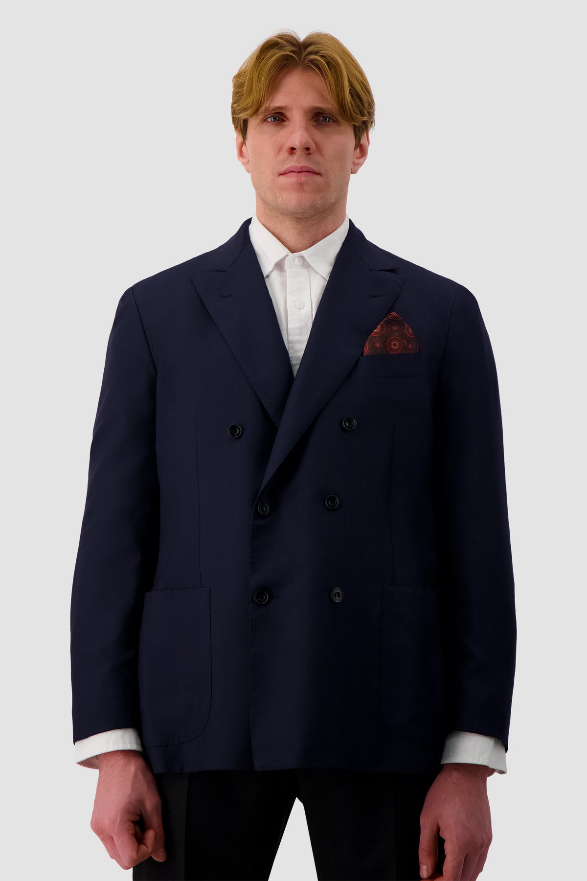 Luigi Borrelli Brown Silk Medallion Print Pocket Square