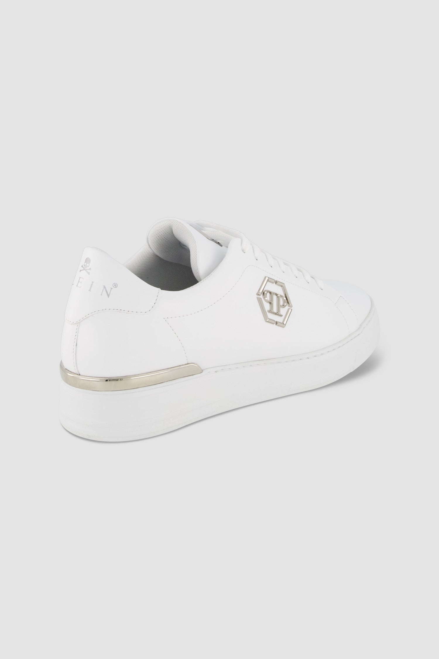 Philipp Plein White Leather Lo-Top Hexagon Sneaker