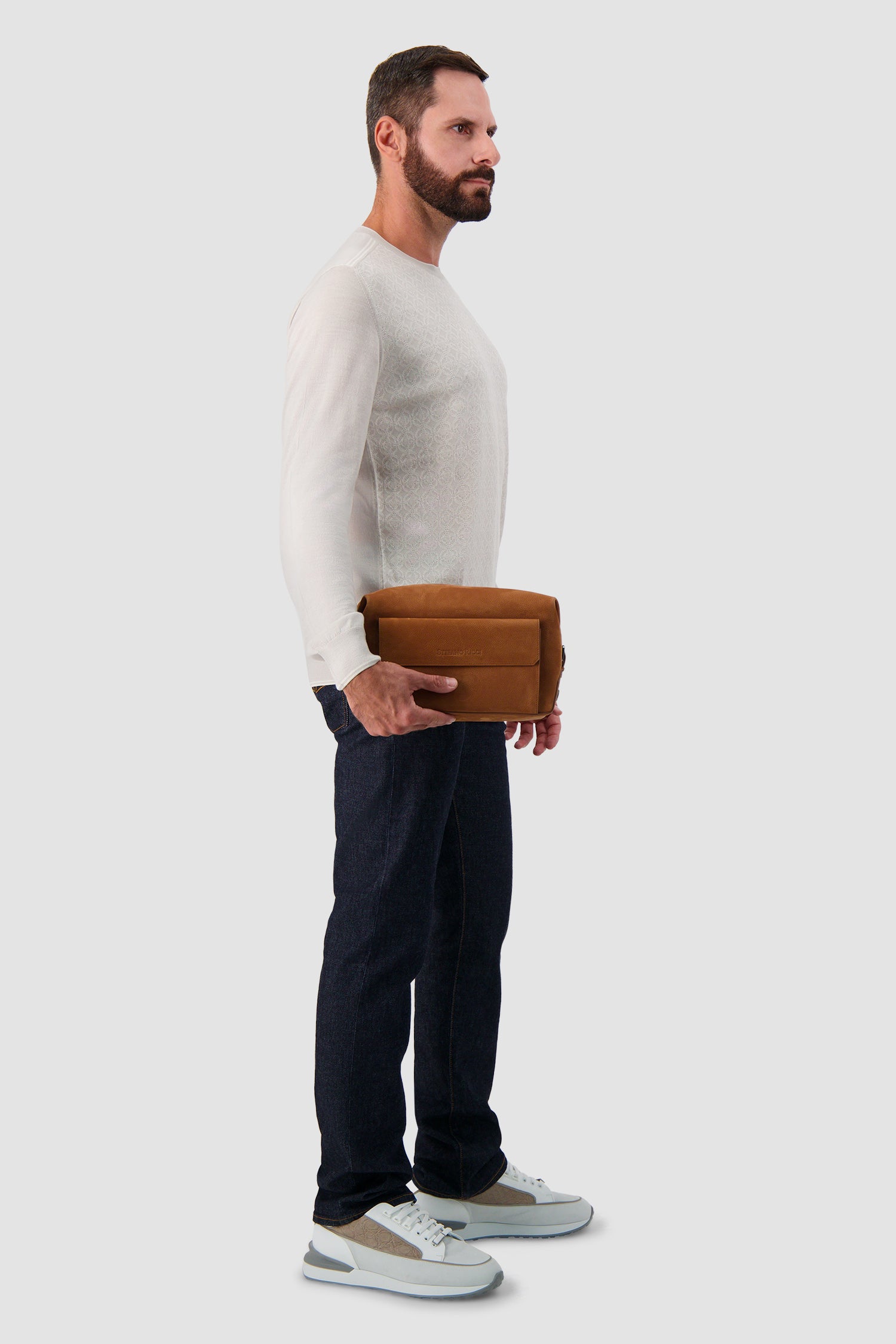 Stefano Ricci Brown Vitello Leather Toiletry Bag