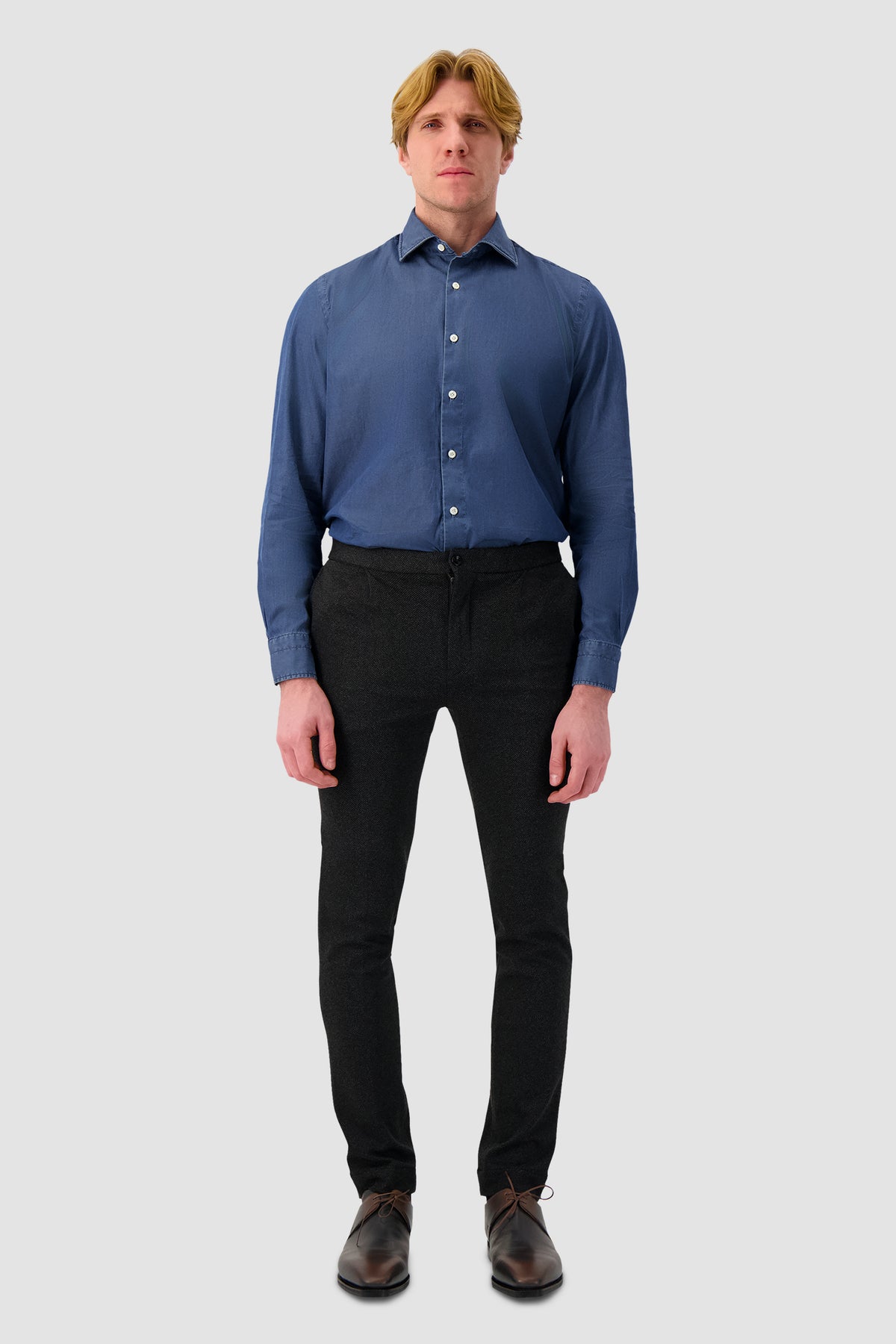 Luigi Borrelli Blue Cotton Denim Shirt