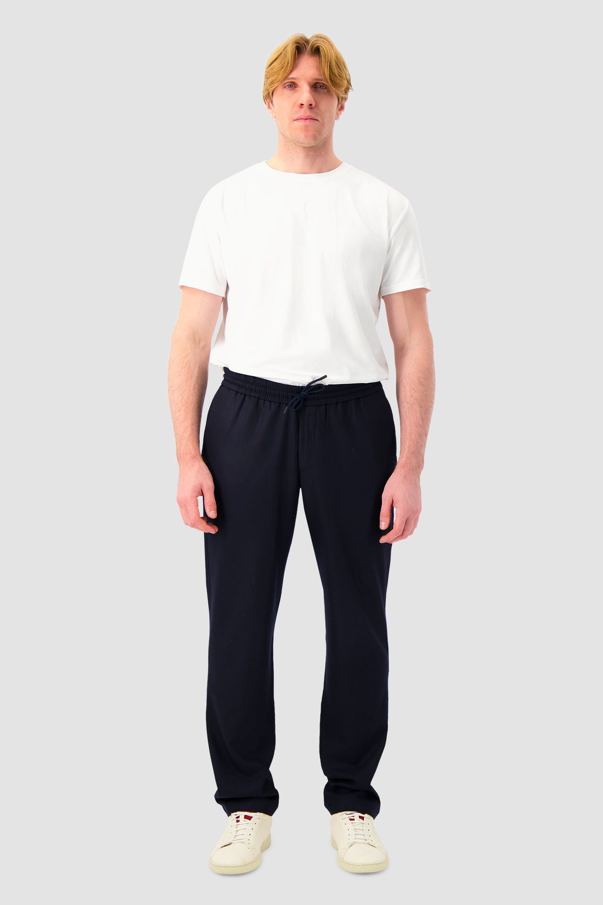 Sease Navy Virgin Wool Drawstring Tousers