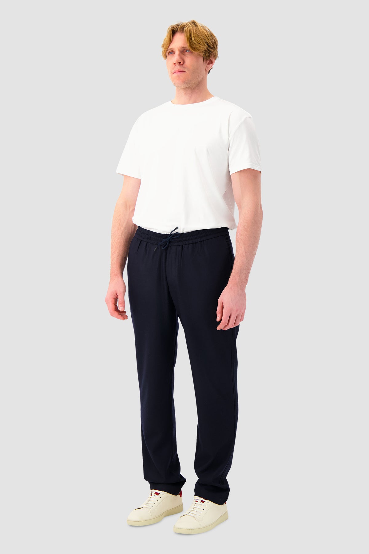 Sease Navy Virgin Wool Drawstring Tousers