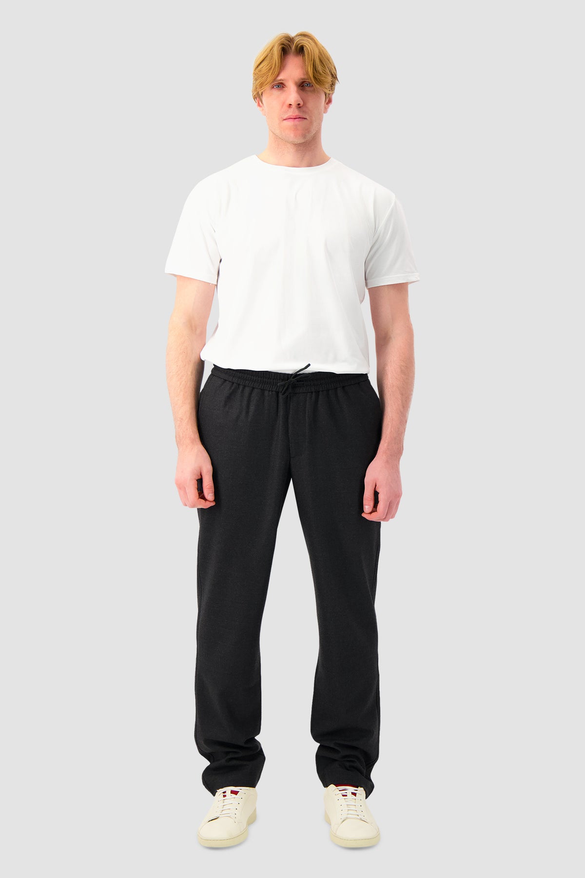 Sease Charcoal Virgin Wool Drawstring Trousers