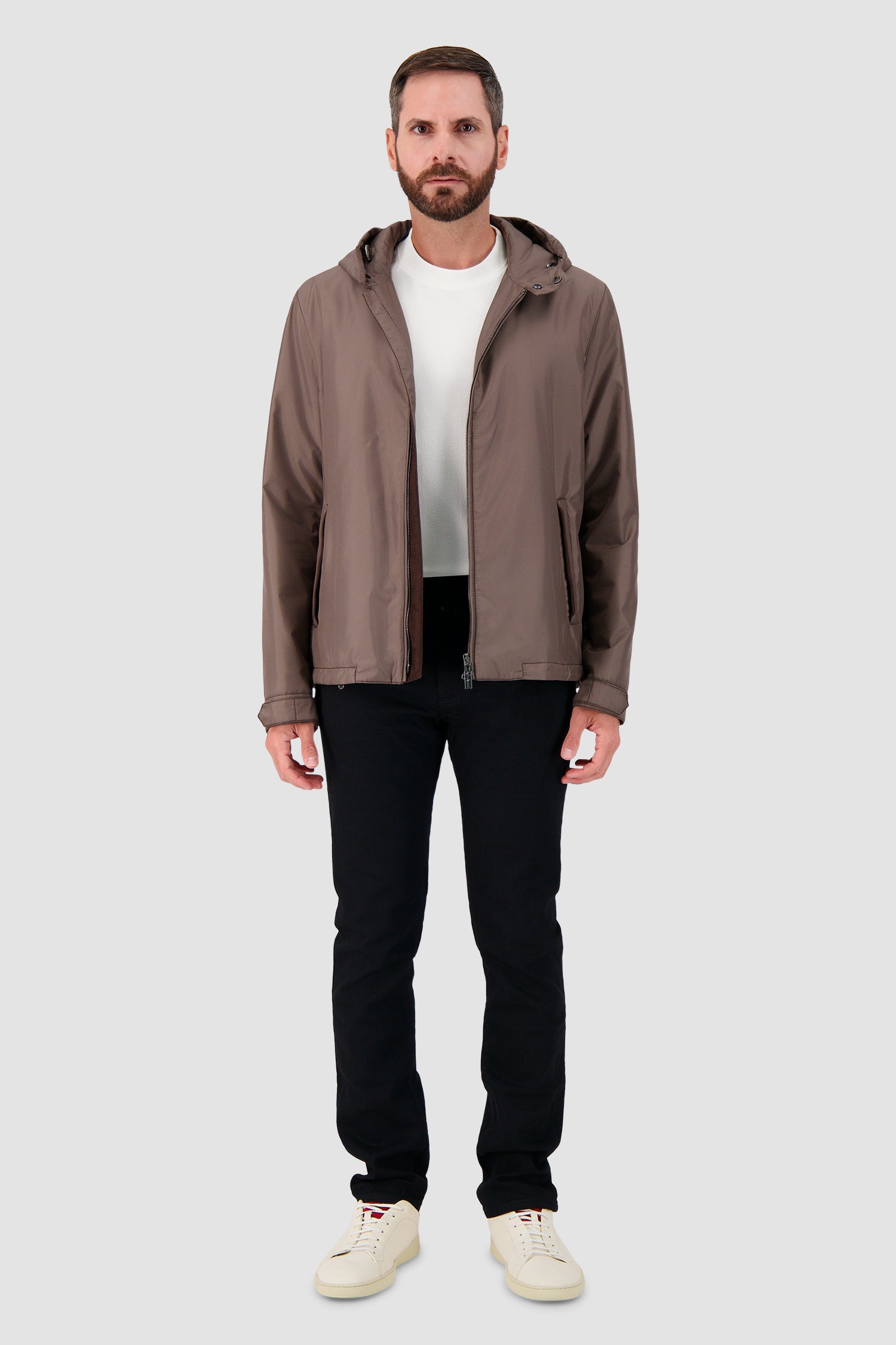 Hettabretz Brown Hooded Technical Jacket