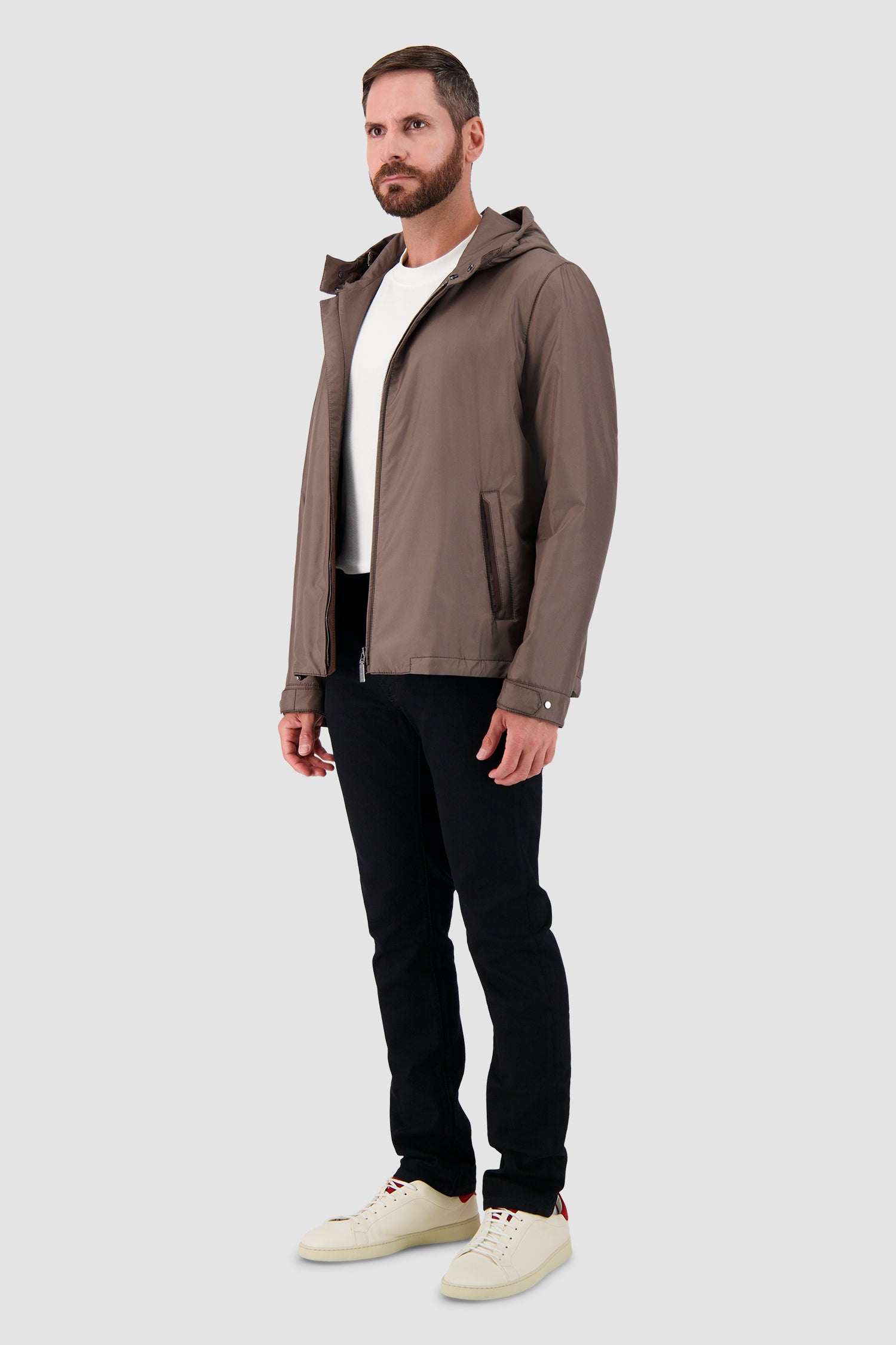 Hettabretz Brown Hooded Technical Jacket