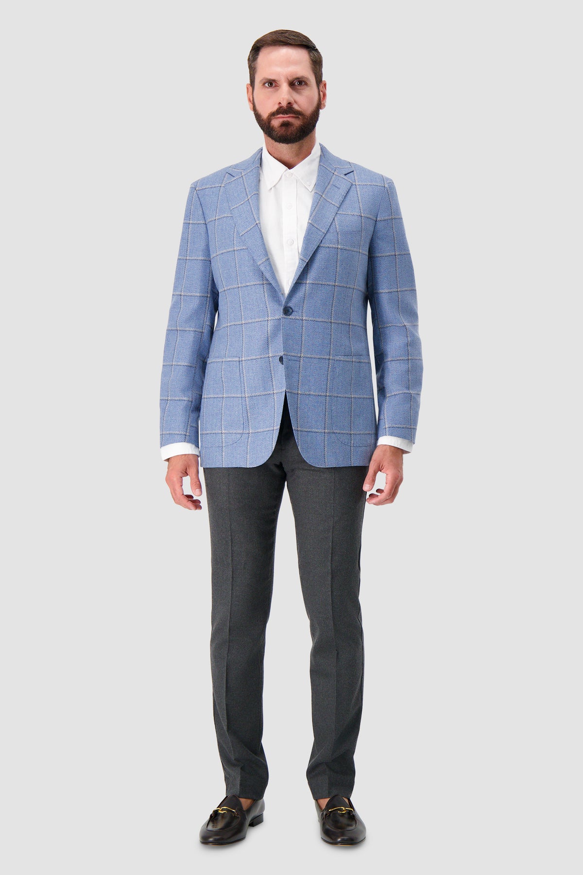 Sartorio Light Blue Plaid Wool/Cashmere Blazer