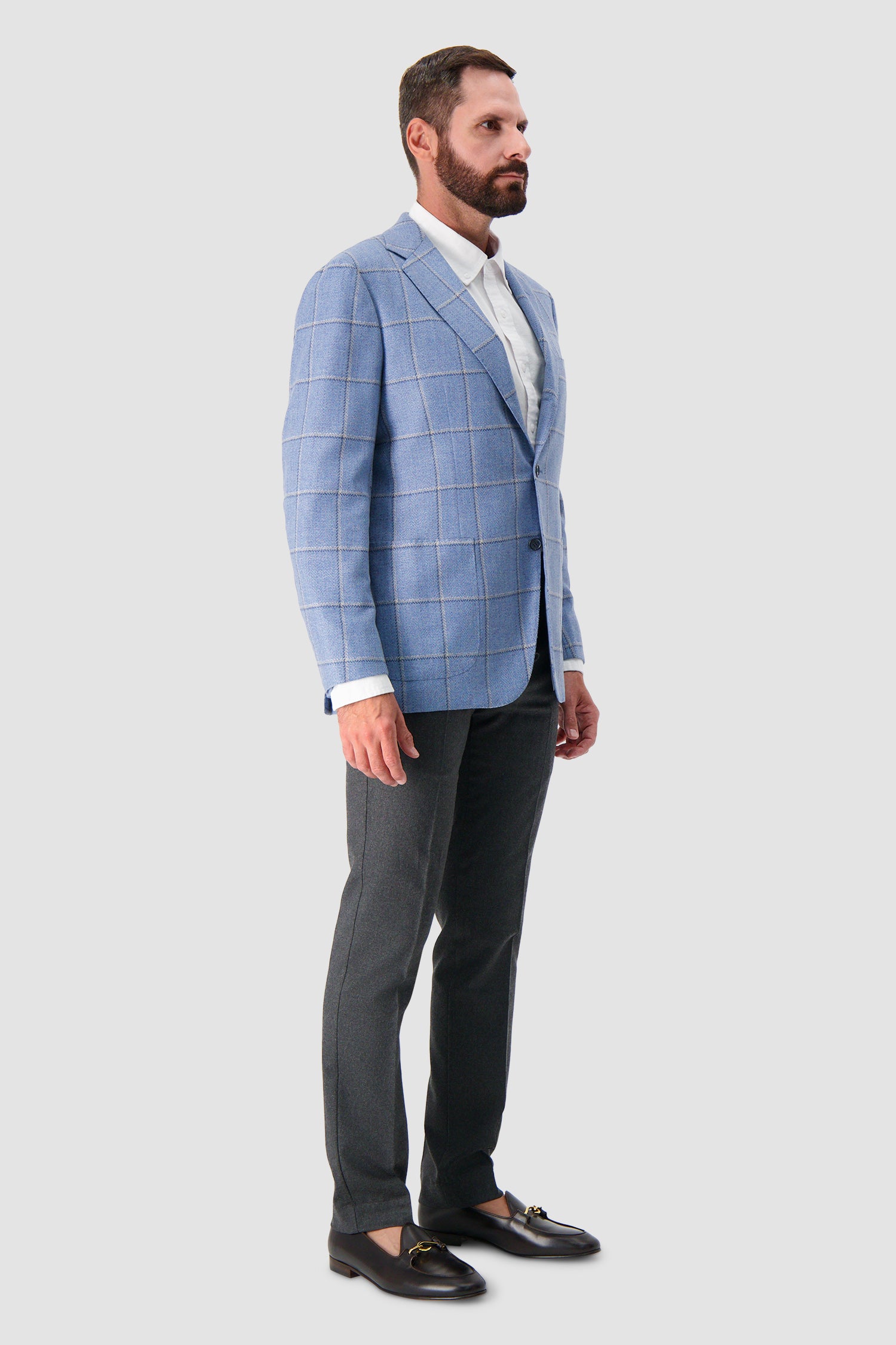 Sartorio Light Blue Plaid Wool/Cashmere Blazer