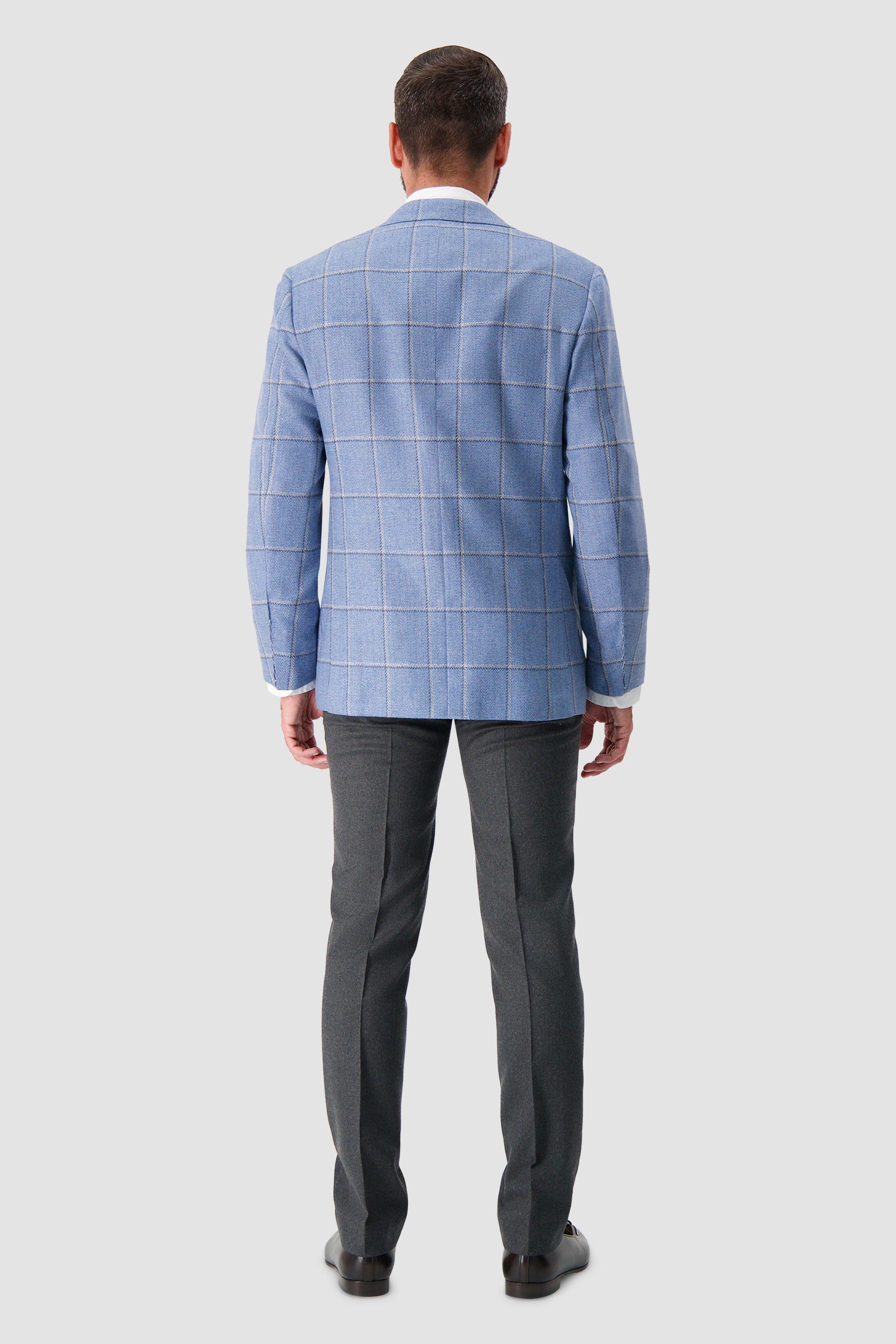 Sartorio Light Blue Plaid Wool/Cashmere Blazer