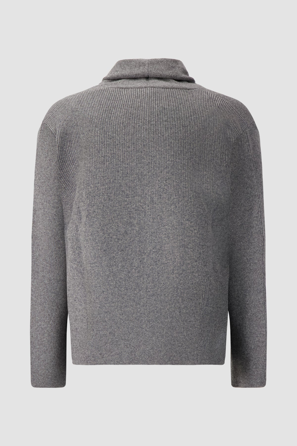 Sartorio Grey Wool Cashmere Ribbed Shawl Collar Cardigan