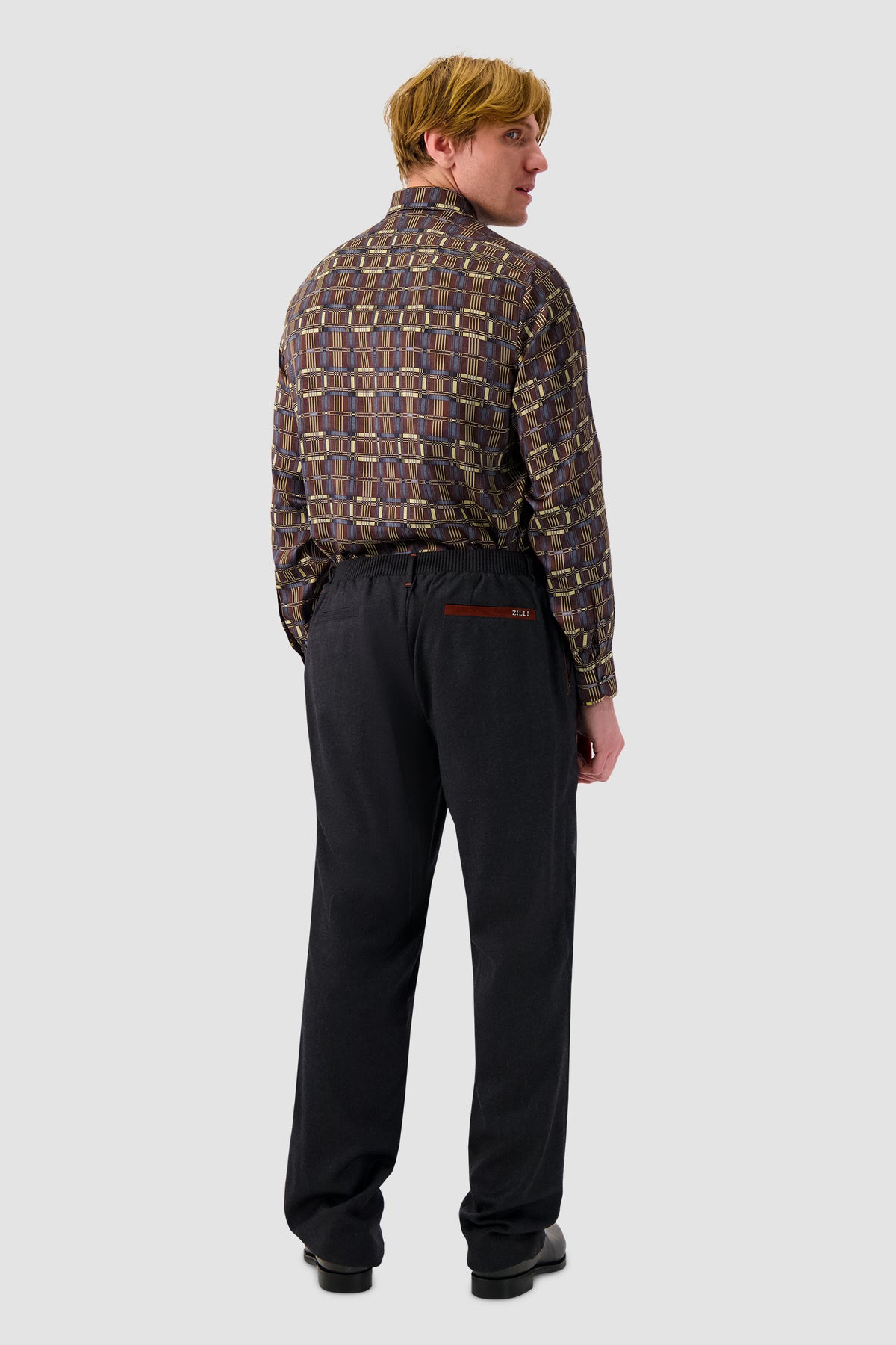 Zilli Brown Print Silk Dress Shirt