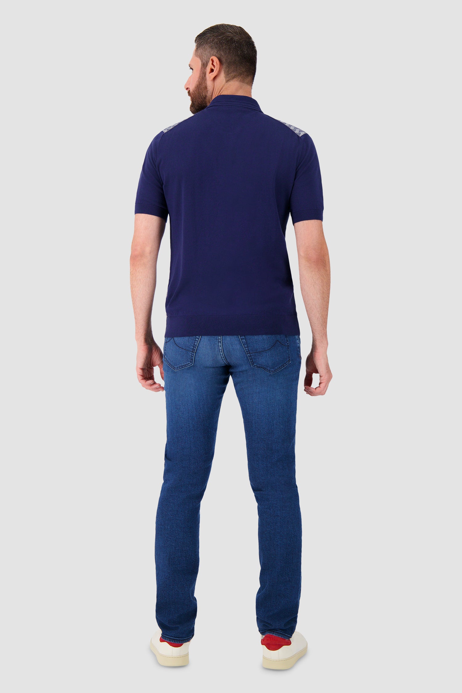 Pashmere Navy/White Zip Polo