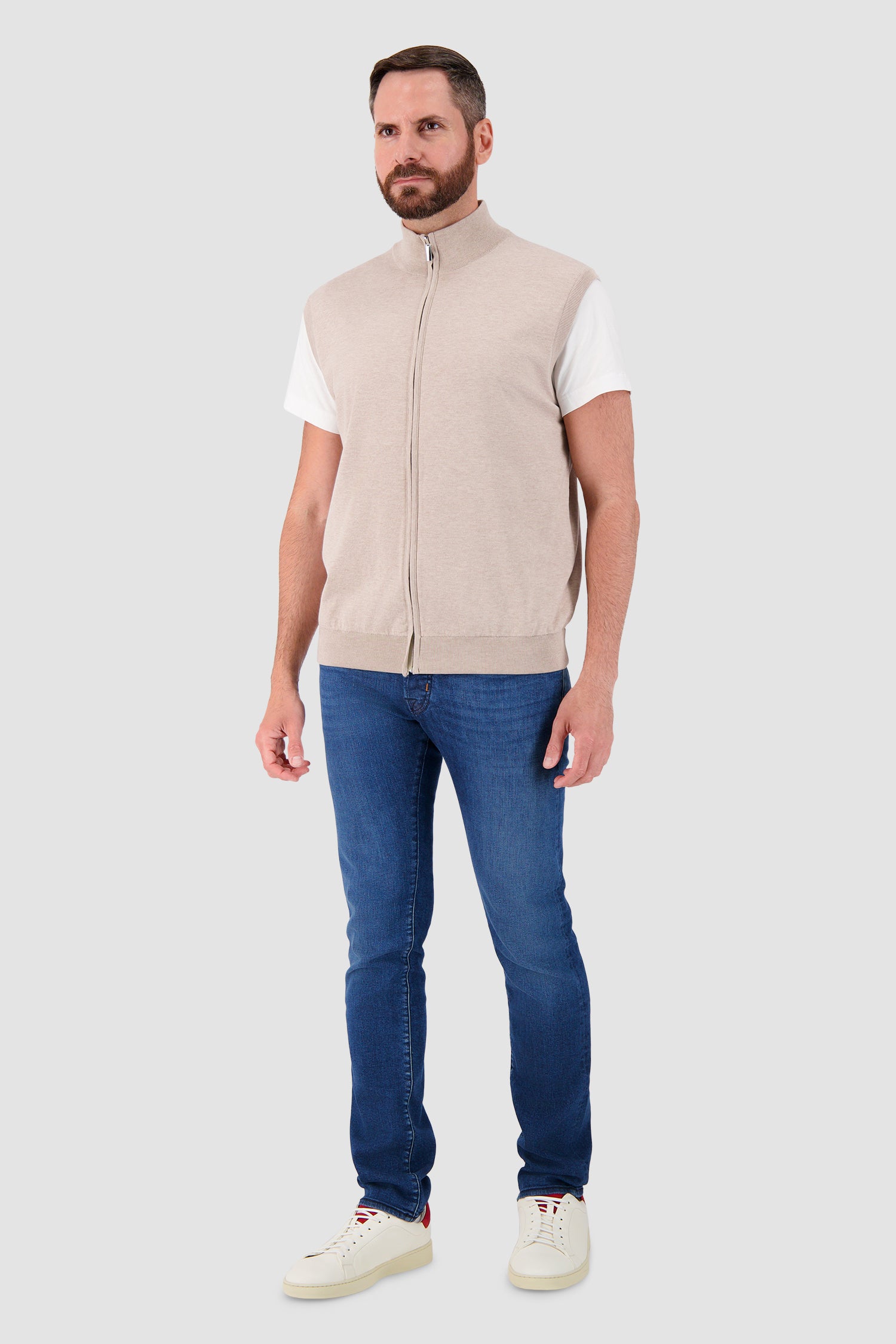 Pashmere Sleeveless Zip Sweater