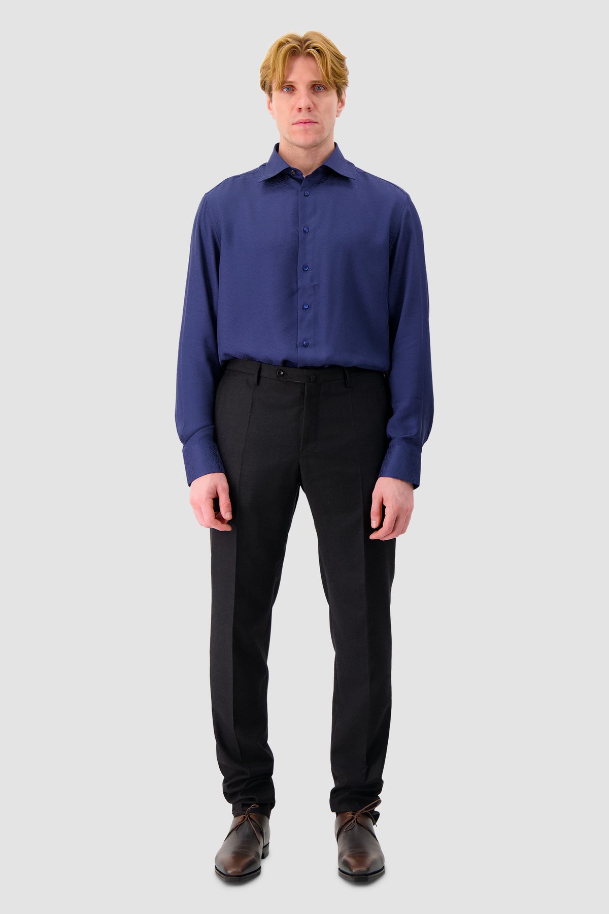 Stefano Ricci Navy Silk Dress Shirt