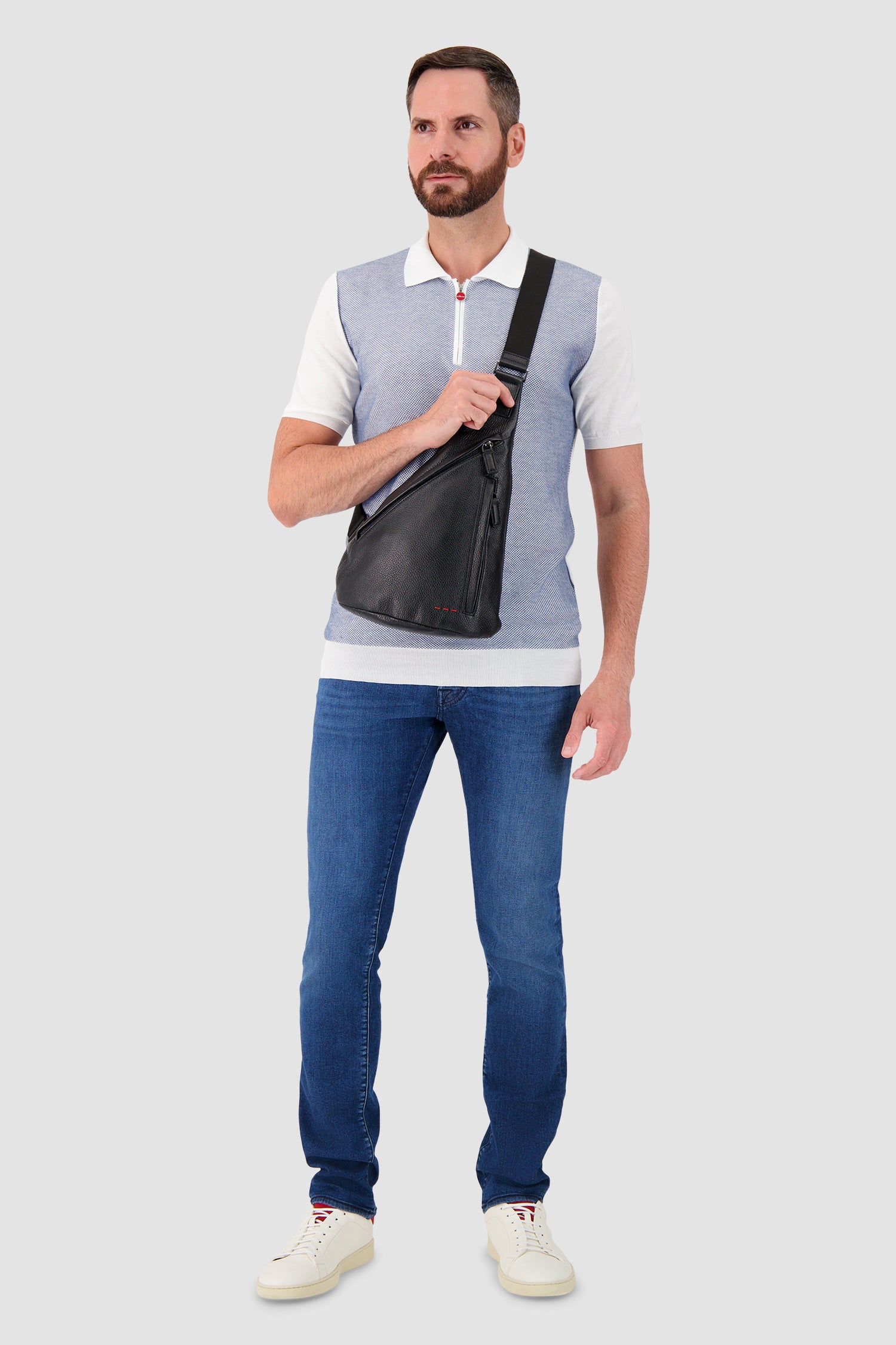 Kiton Black Deerskin Mono Crossbody