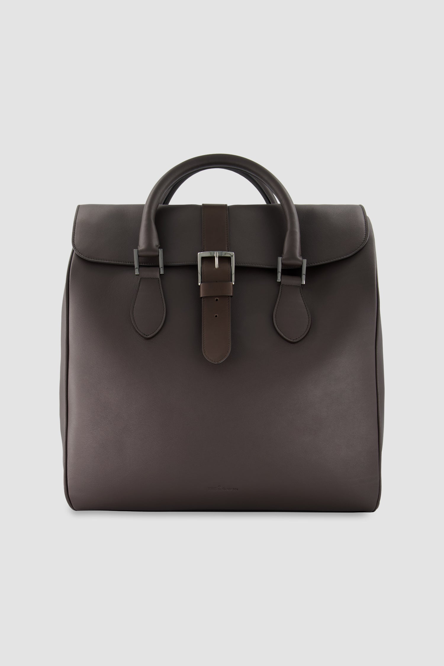 Sac Shopper Kiton en Cuir de Veau Marron Foncé