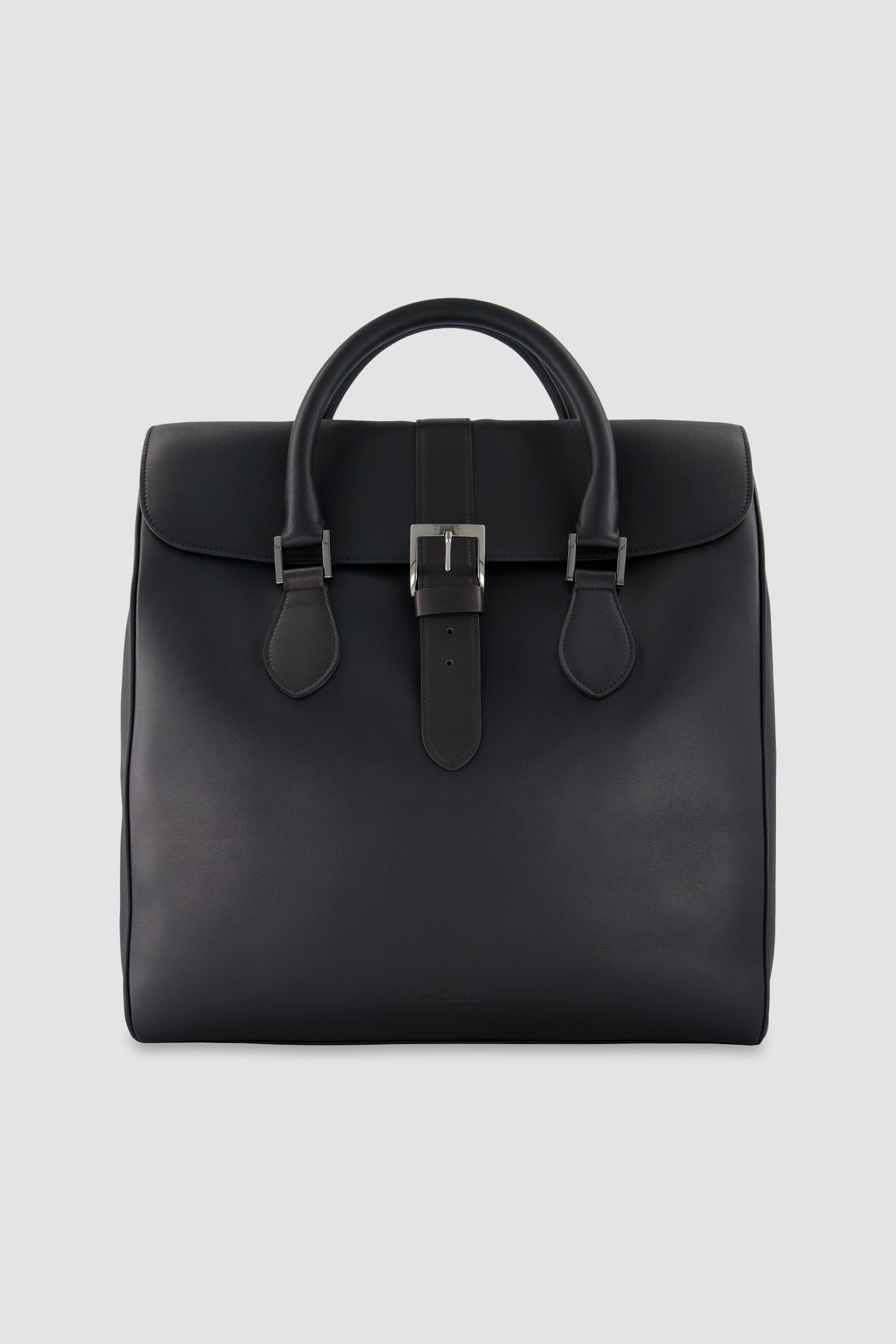 Sac cabas Kiton en cuir de veau noir