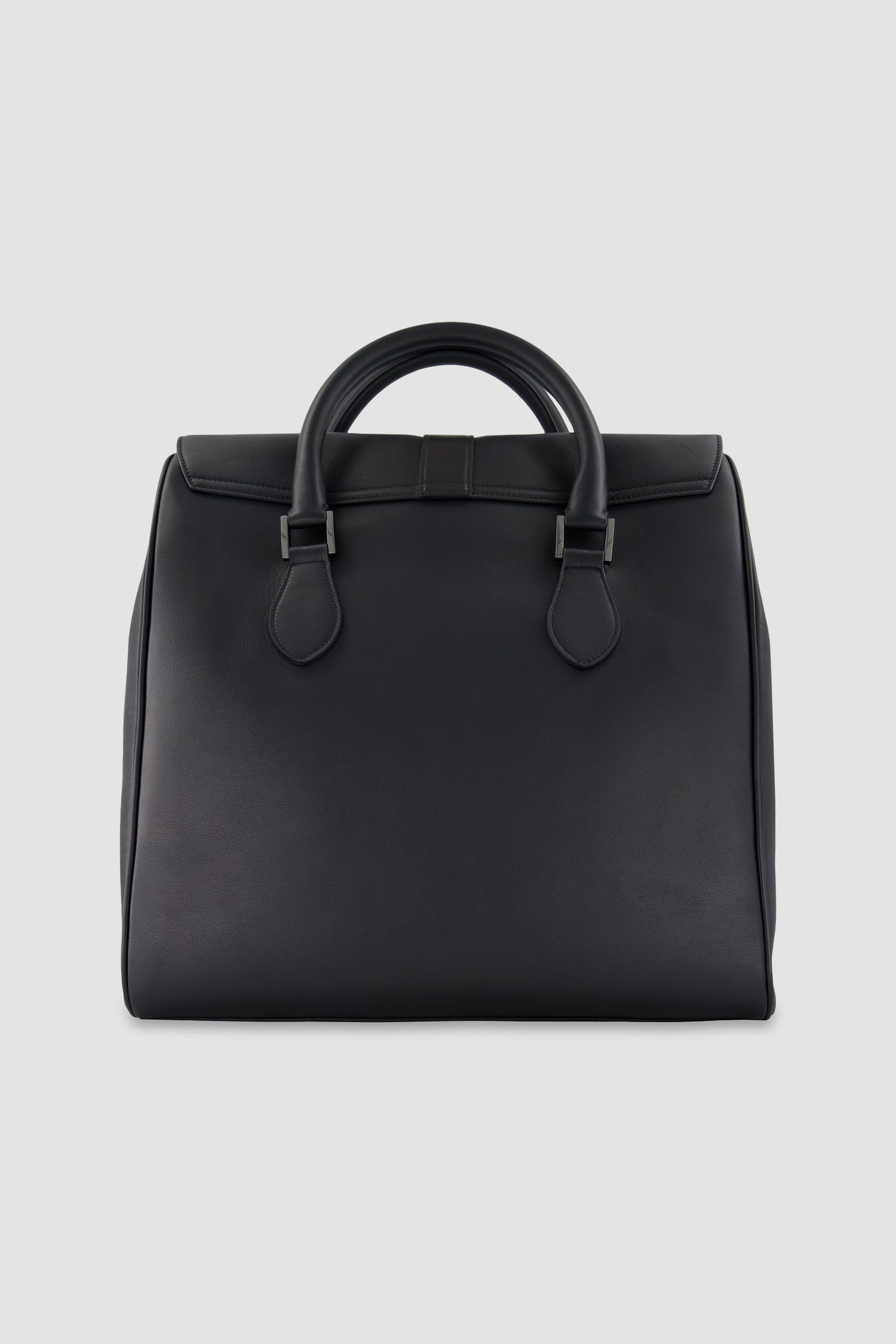 Sac cabas Kiton en cuir de veau noir