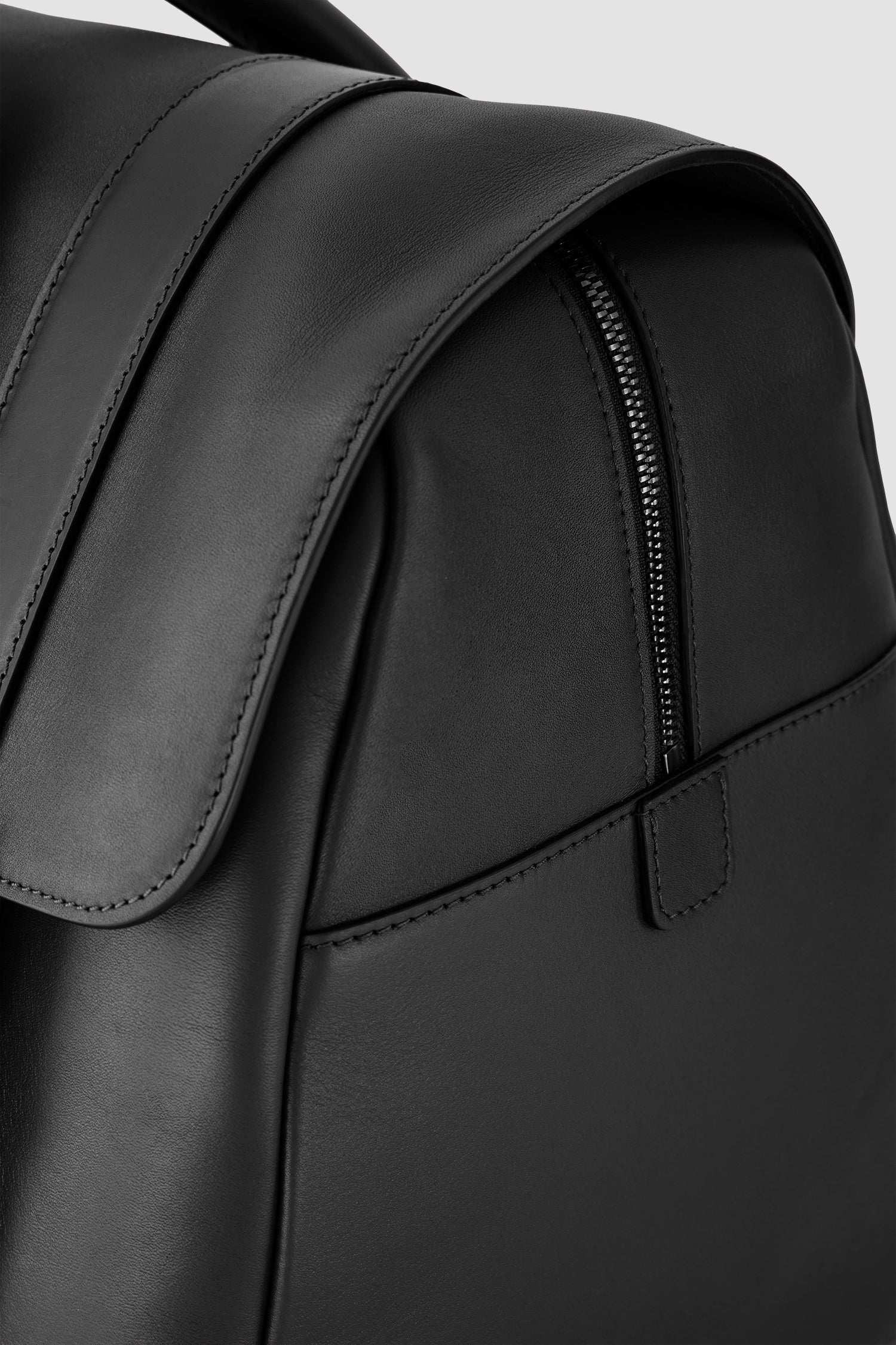 Kiton Black Calfskin Shopper Bag
