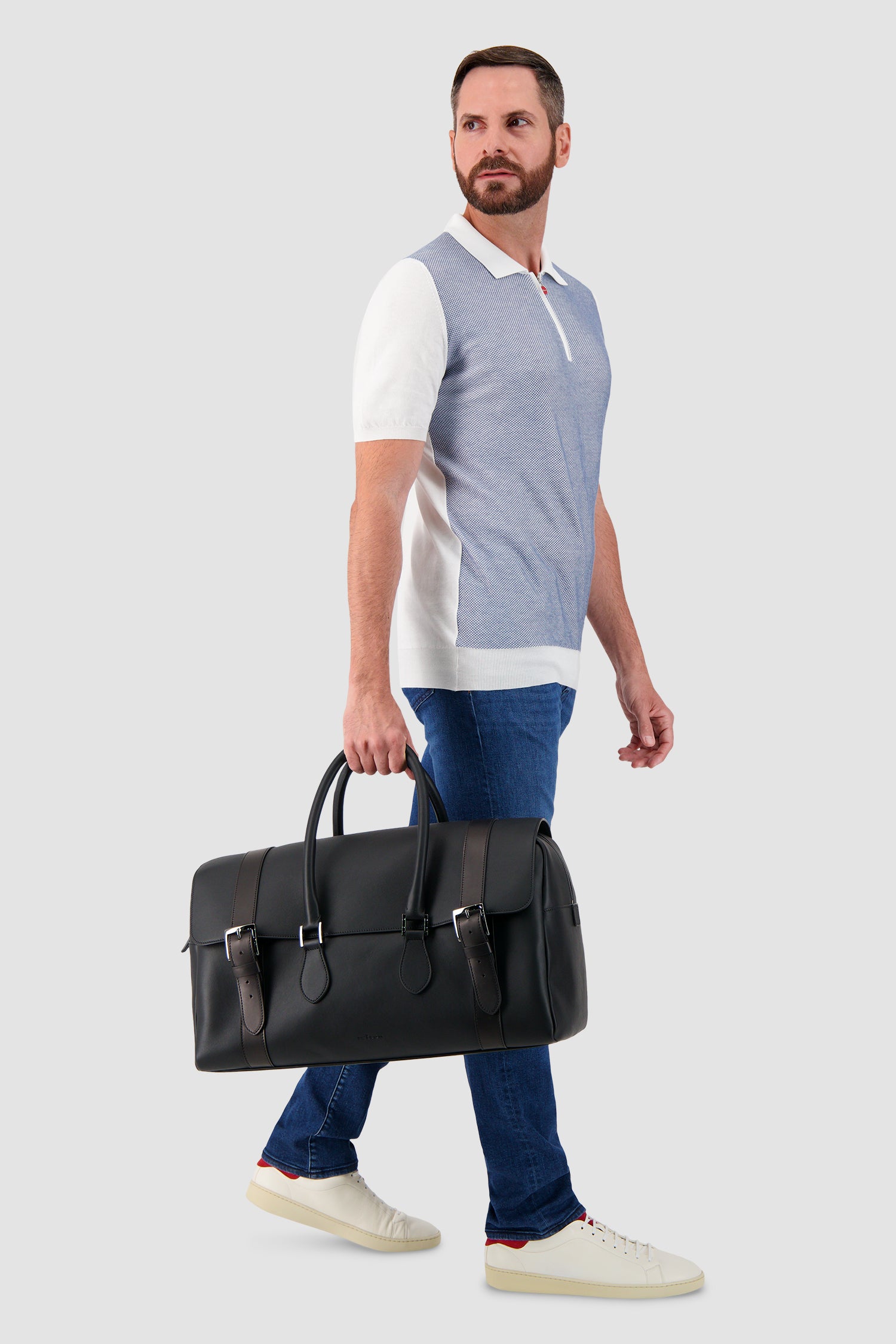 Kiton Black Calfskin Shopper Bag