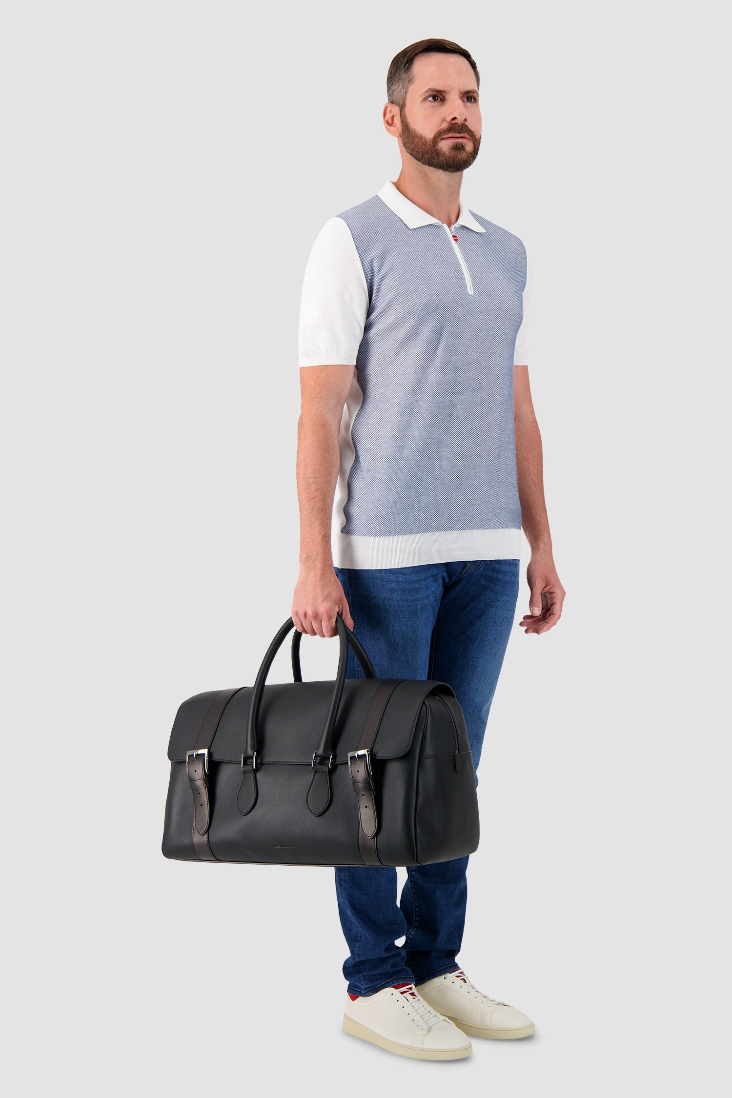 Kiton Black Calfskin Shopper Bag