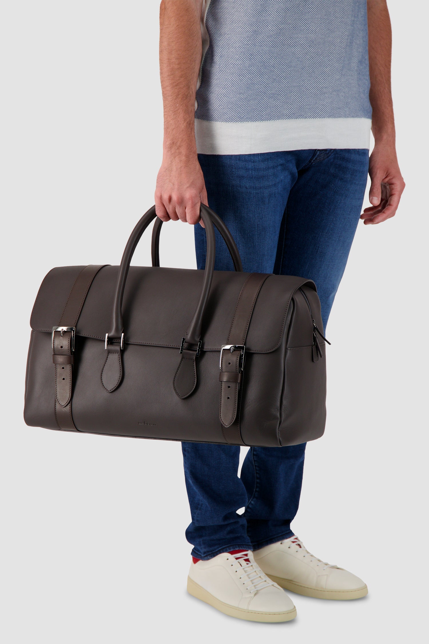 Kiton Dark Brown Calfskin Shopper Bag