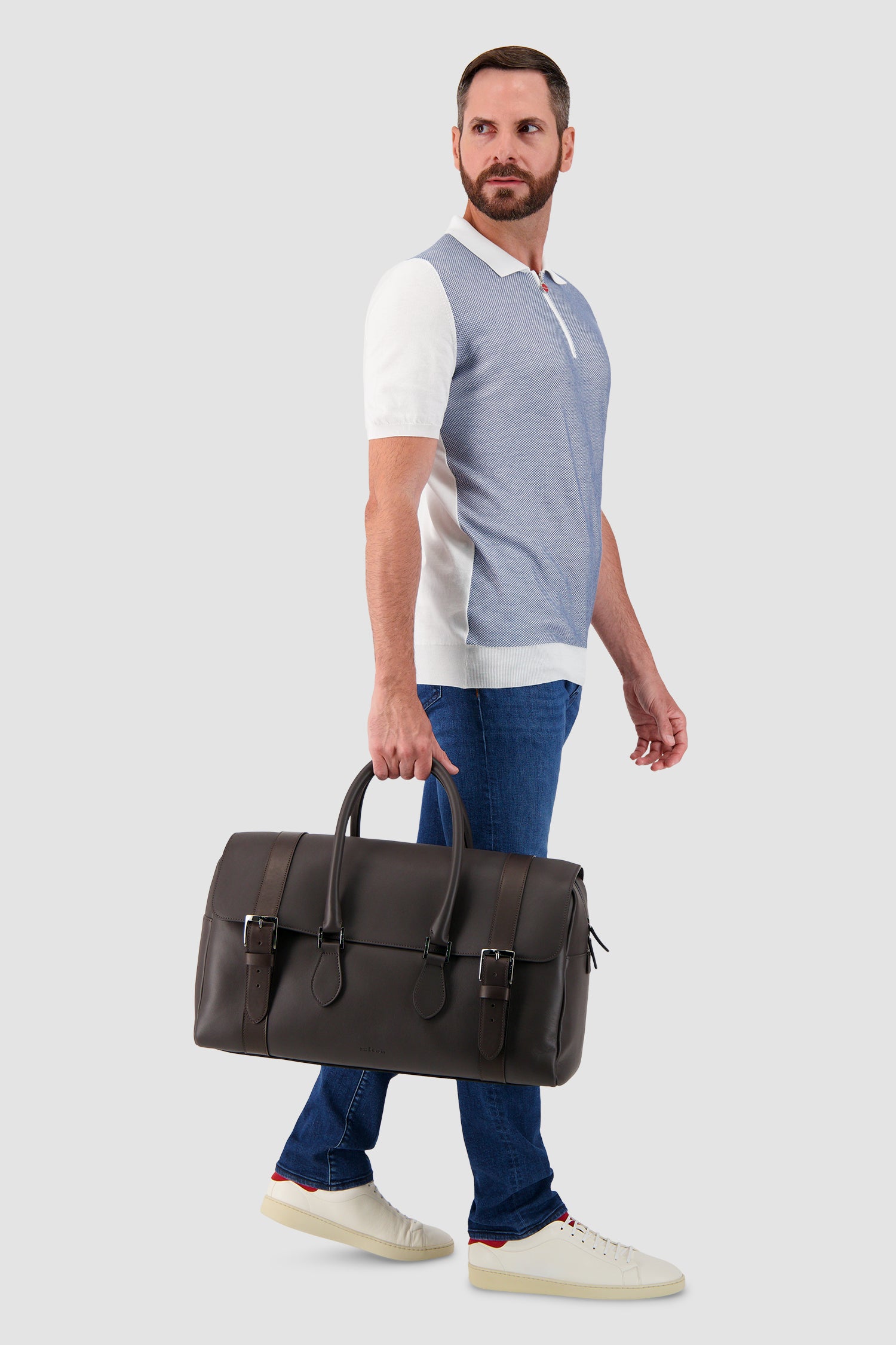 Kiton Dark Brown Calfskin Shopper Bag