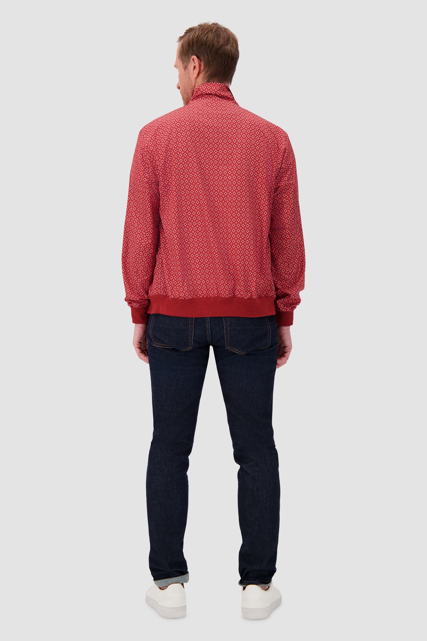 Kiton Red Geometric Print Zip Jacket