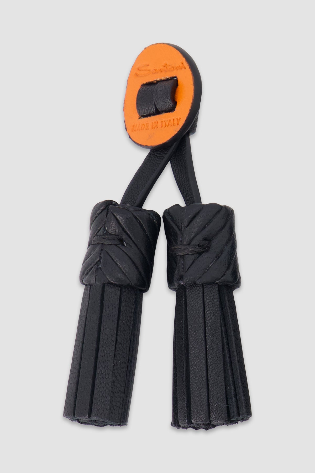 Santoni Black Loafer Tassels