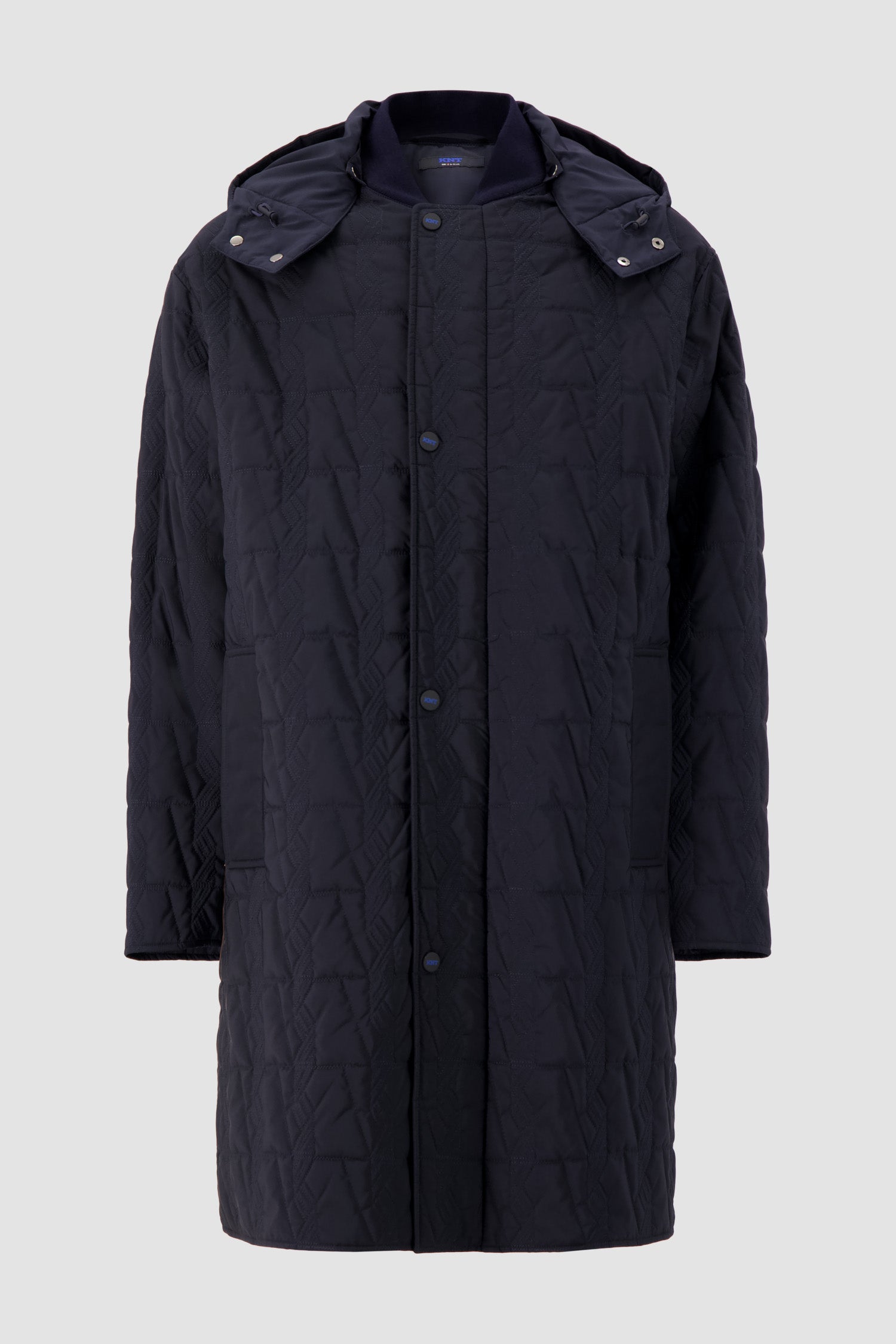 Kiton Navy Quilted Hooded Overcoat
