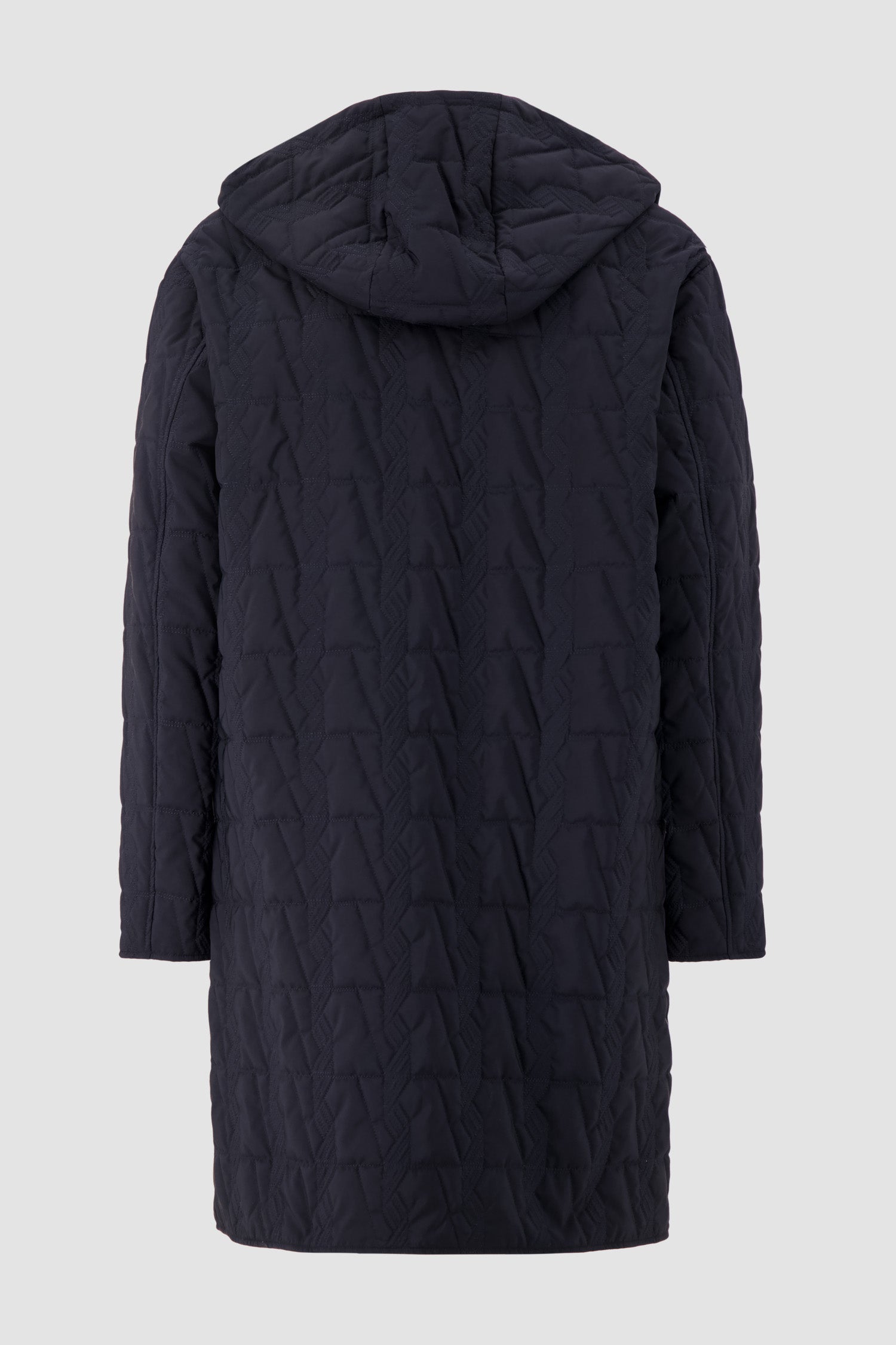 Kiton Navy Quilted Hooded Overcoat
