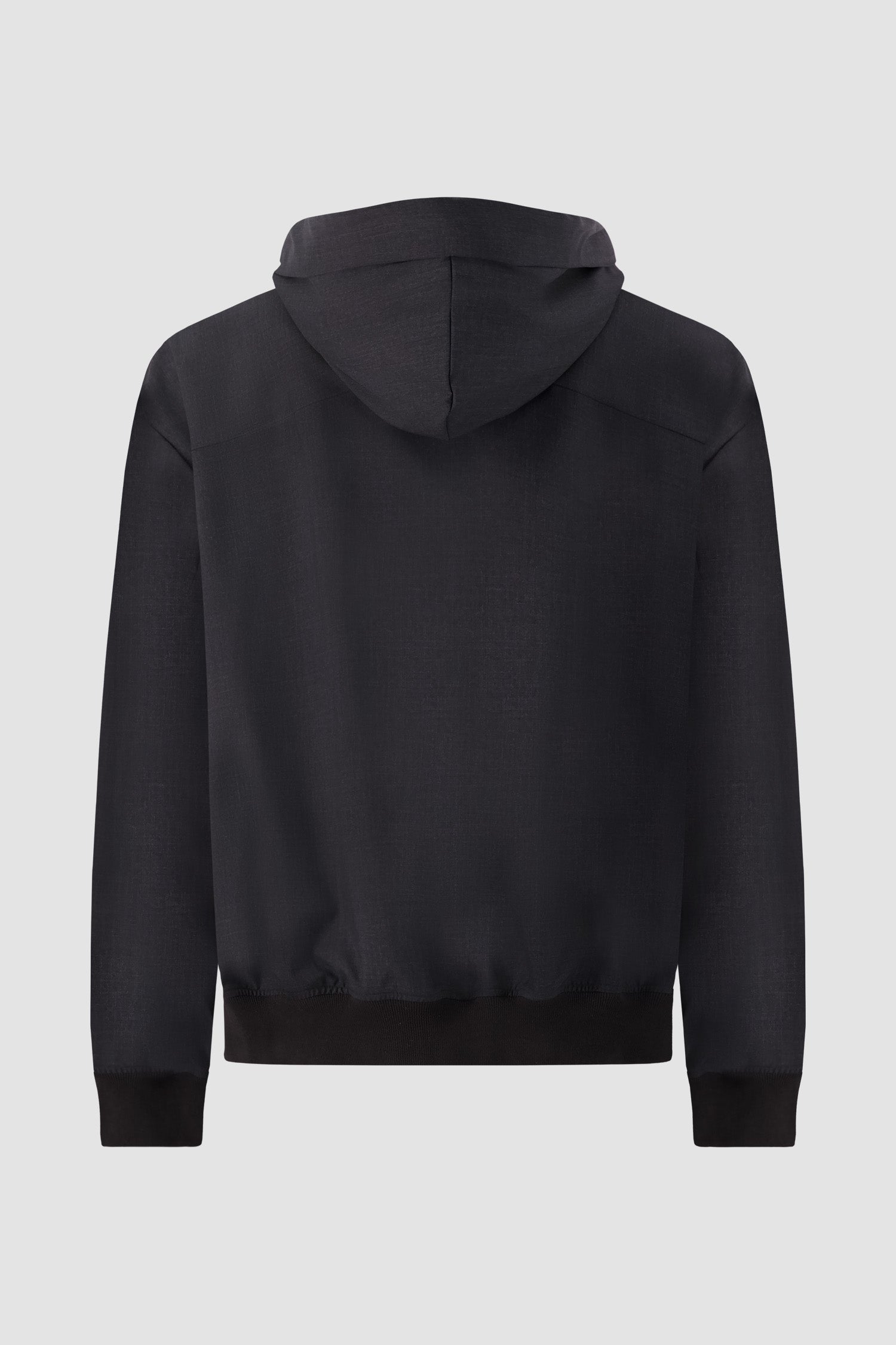 Kiton Black Hooded Zip Bomber Jacket