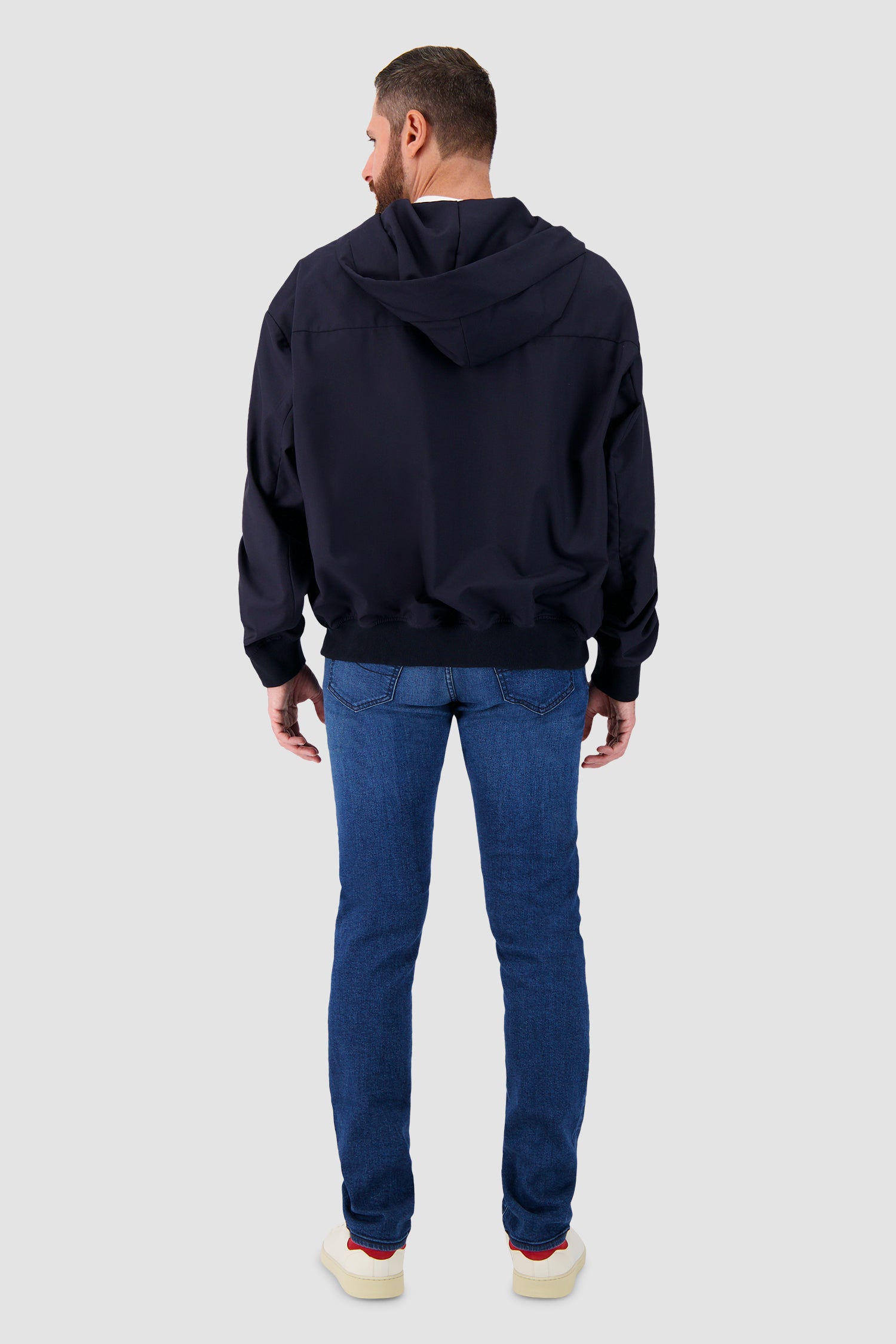 Kiton Black Hooded Zip Bomber Jacket