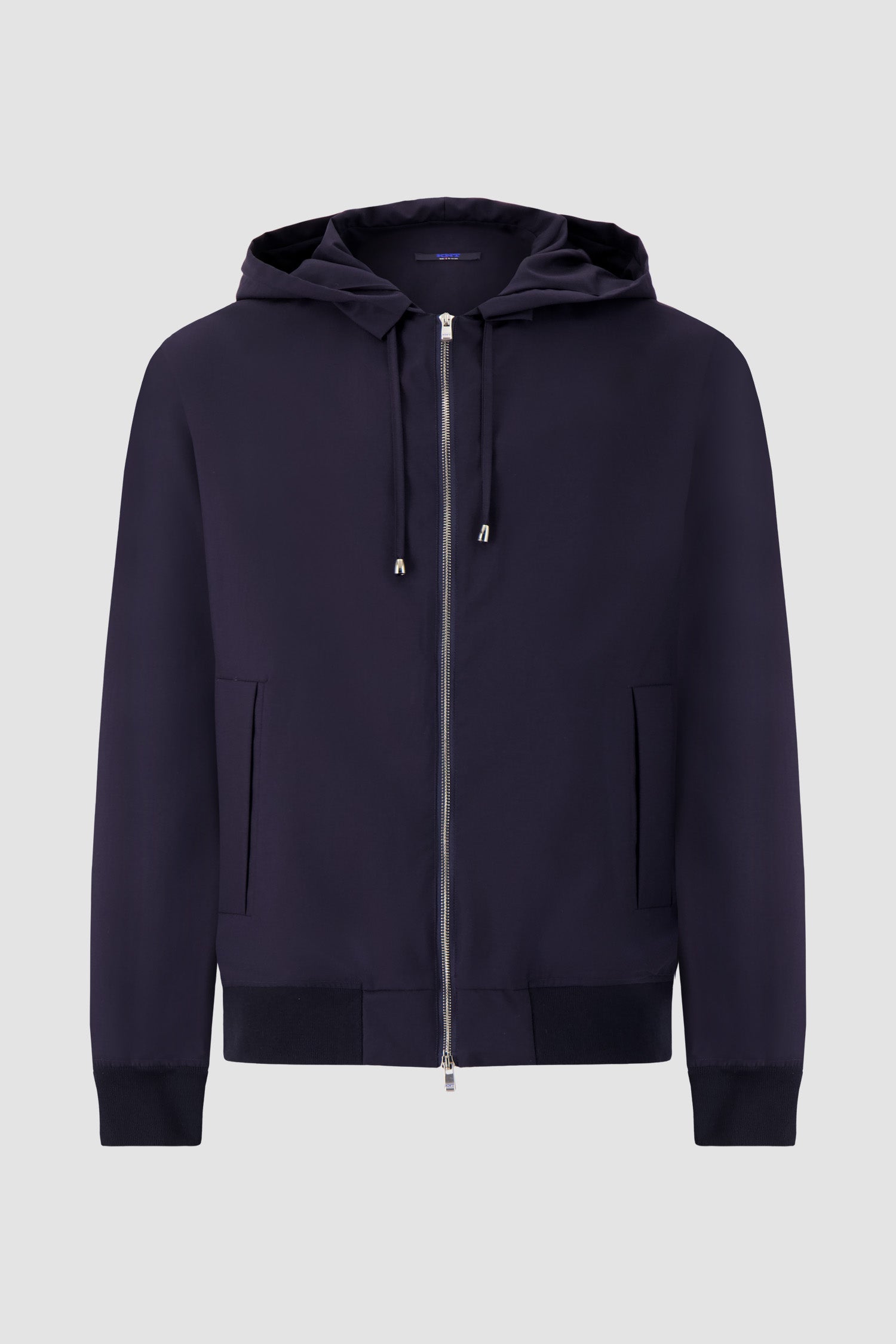 Kiton Navy Hooded Zip Bomber Jacket