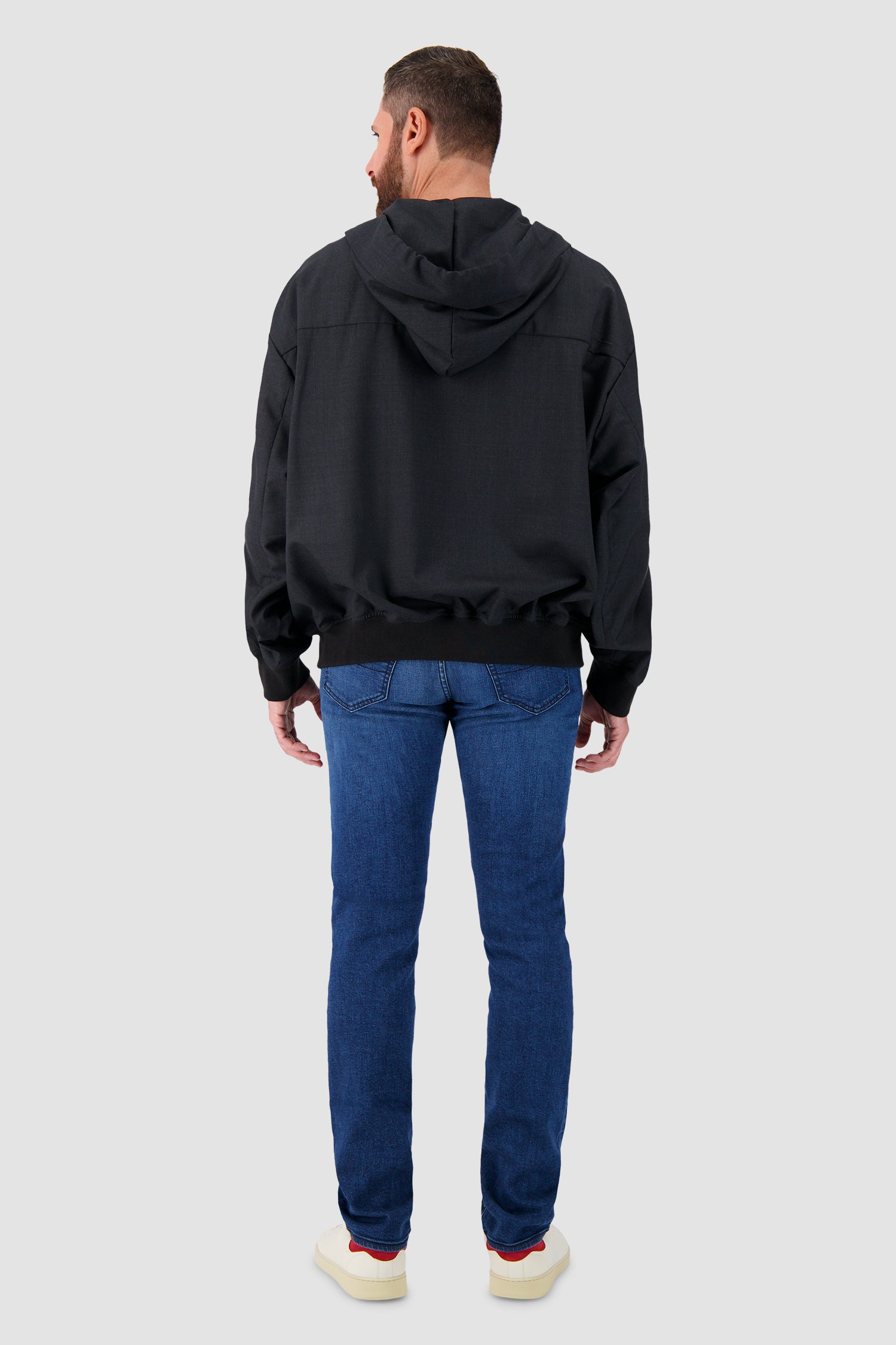 Kiton Navy Hooded Zip Bomber Jacket