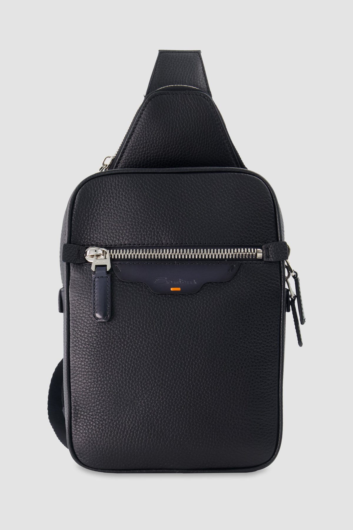 Santoni Black Leather Cross-Body Bag