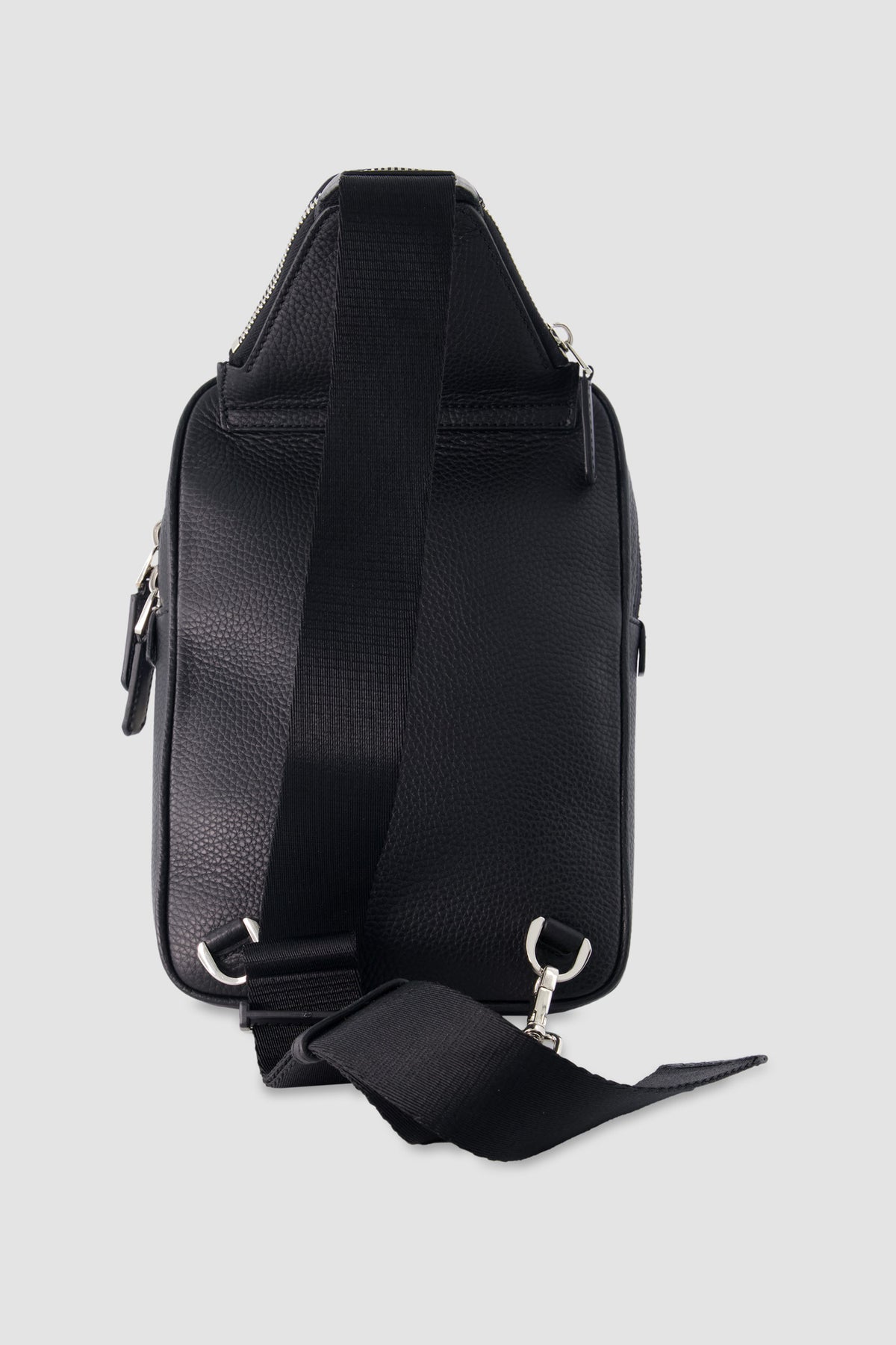 Santoni Black Leather Cross-Body Bag