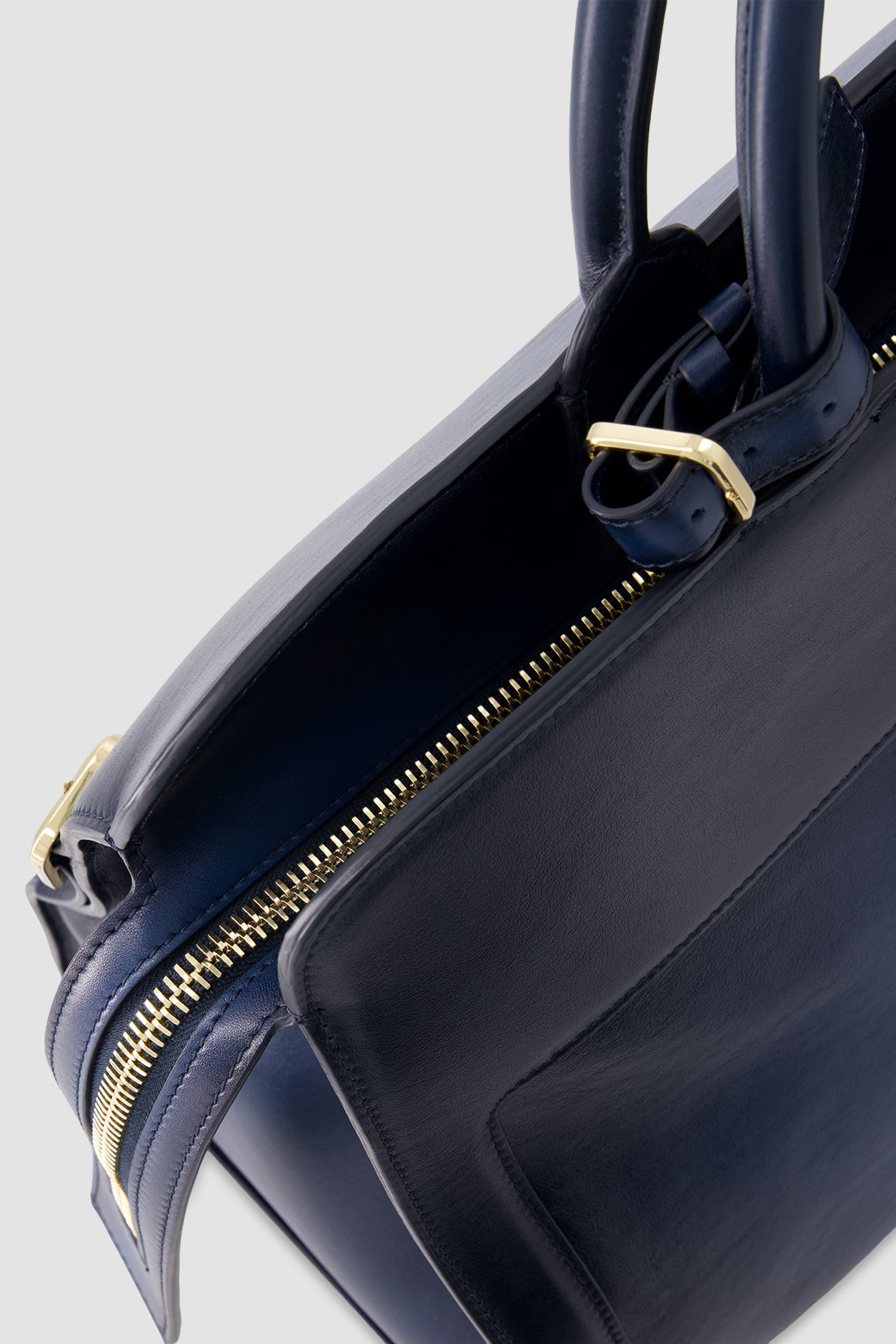 Santoni Navy Leather Business Bag