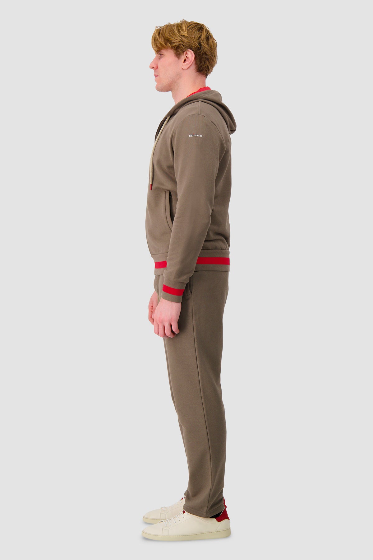 Kiton Olive Green/Red Cotton Tracksuit