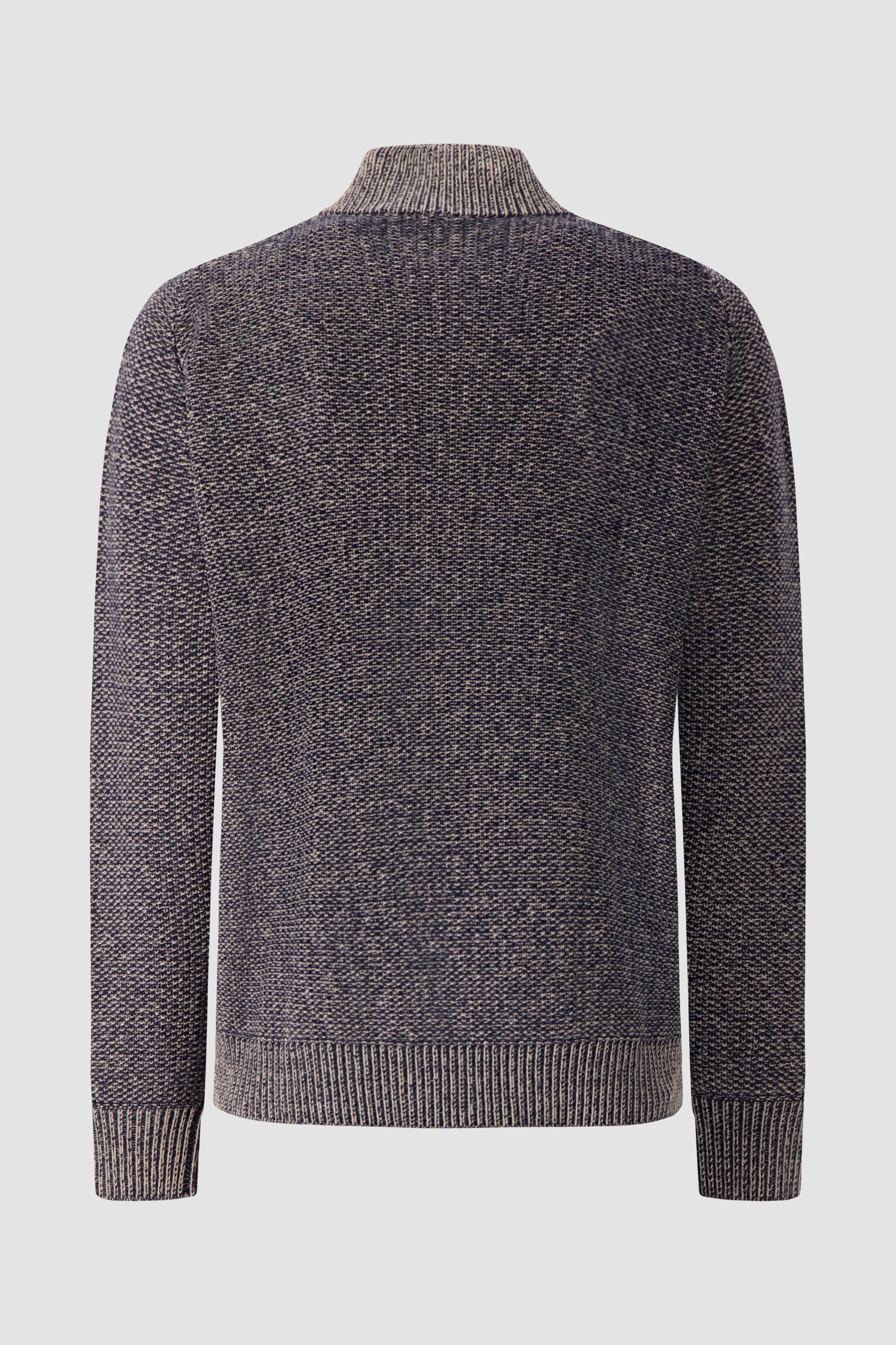 Kiton Navy/Beige Cashmere Full Zip Mock Neck Cardigan