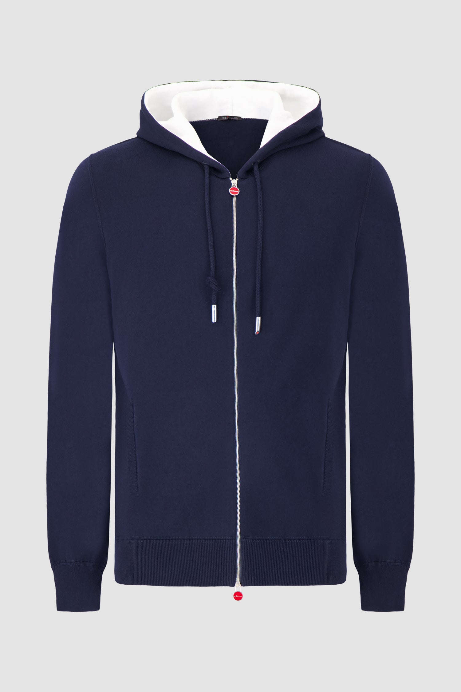 Kiton Dark Blue/White Zipped Hoodie