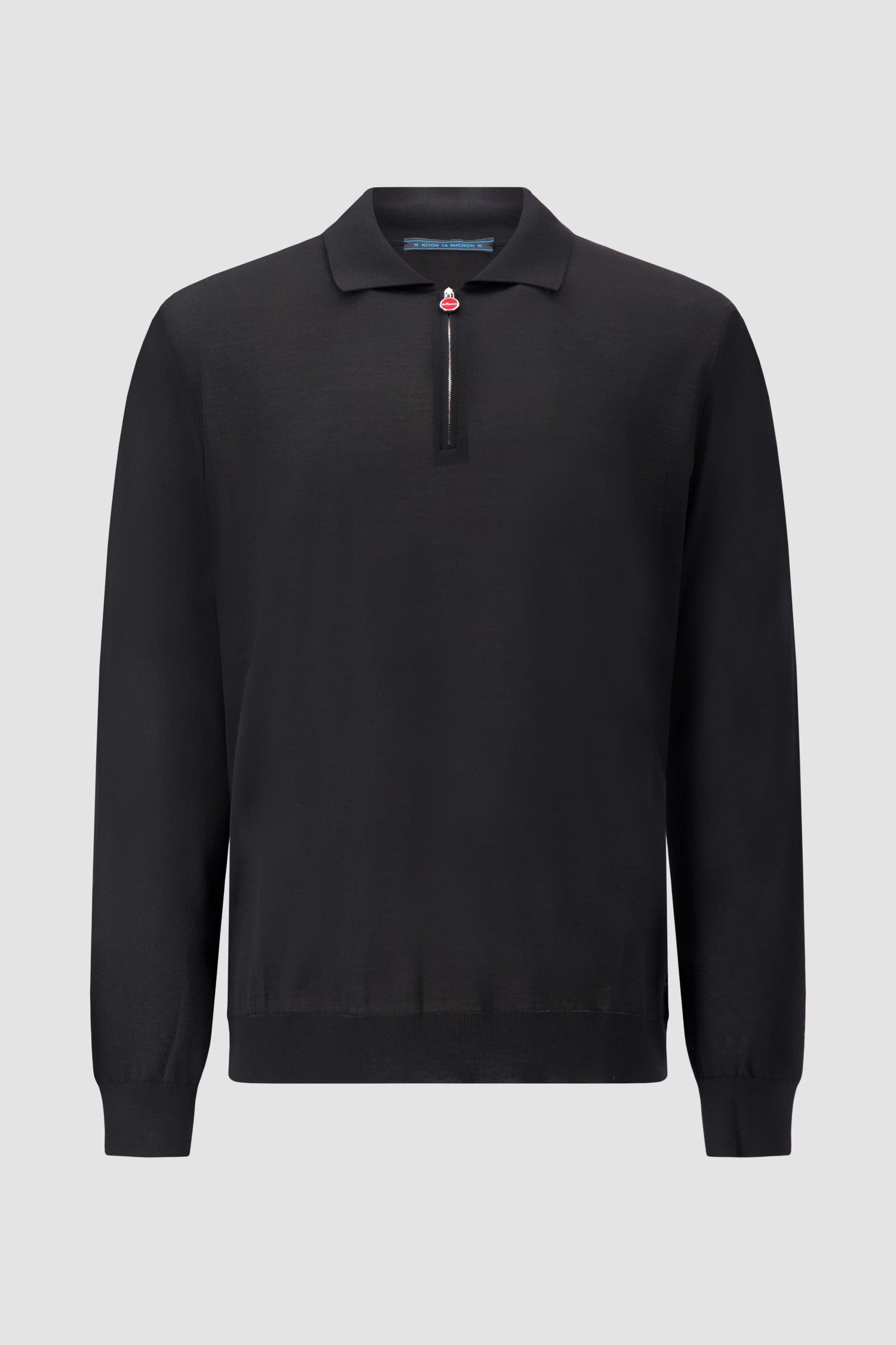 Kiton Black Half-Zip Polo Sweater